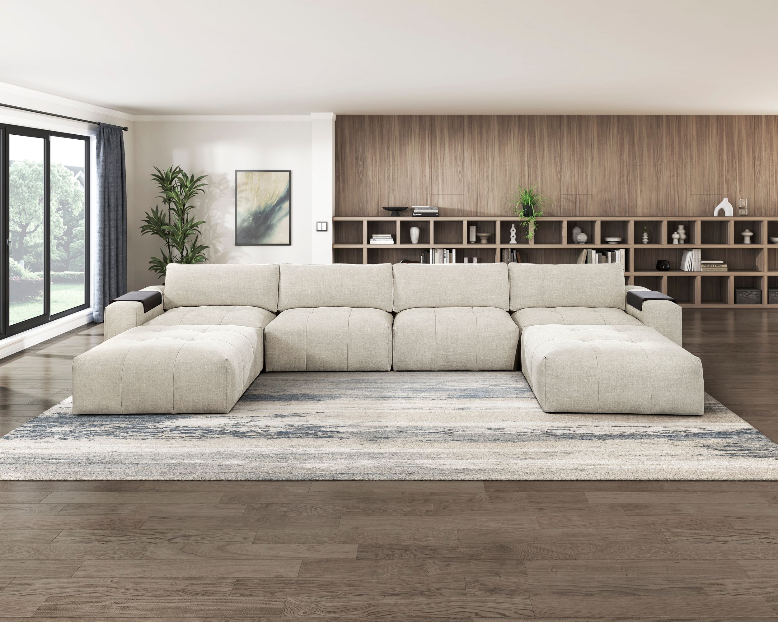 Tidal L-Shaped Polyester 5‑Piece Modular Sectional