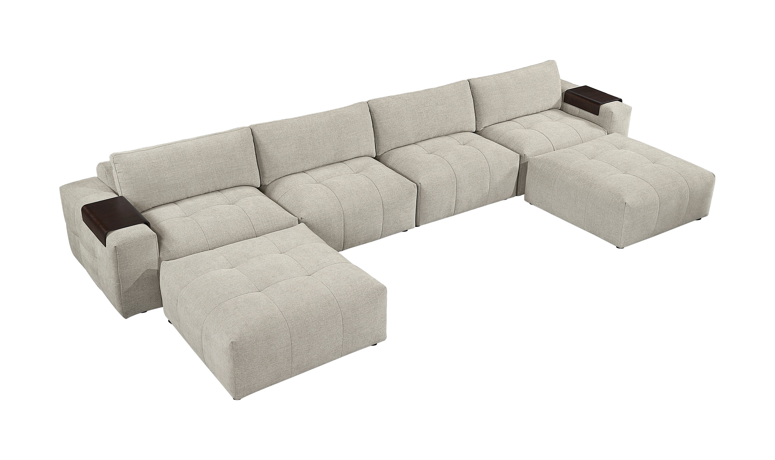 Tidal U-Shaped Polyester 6‑Piece Modular Sectional with Ottomans