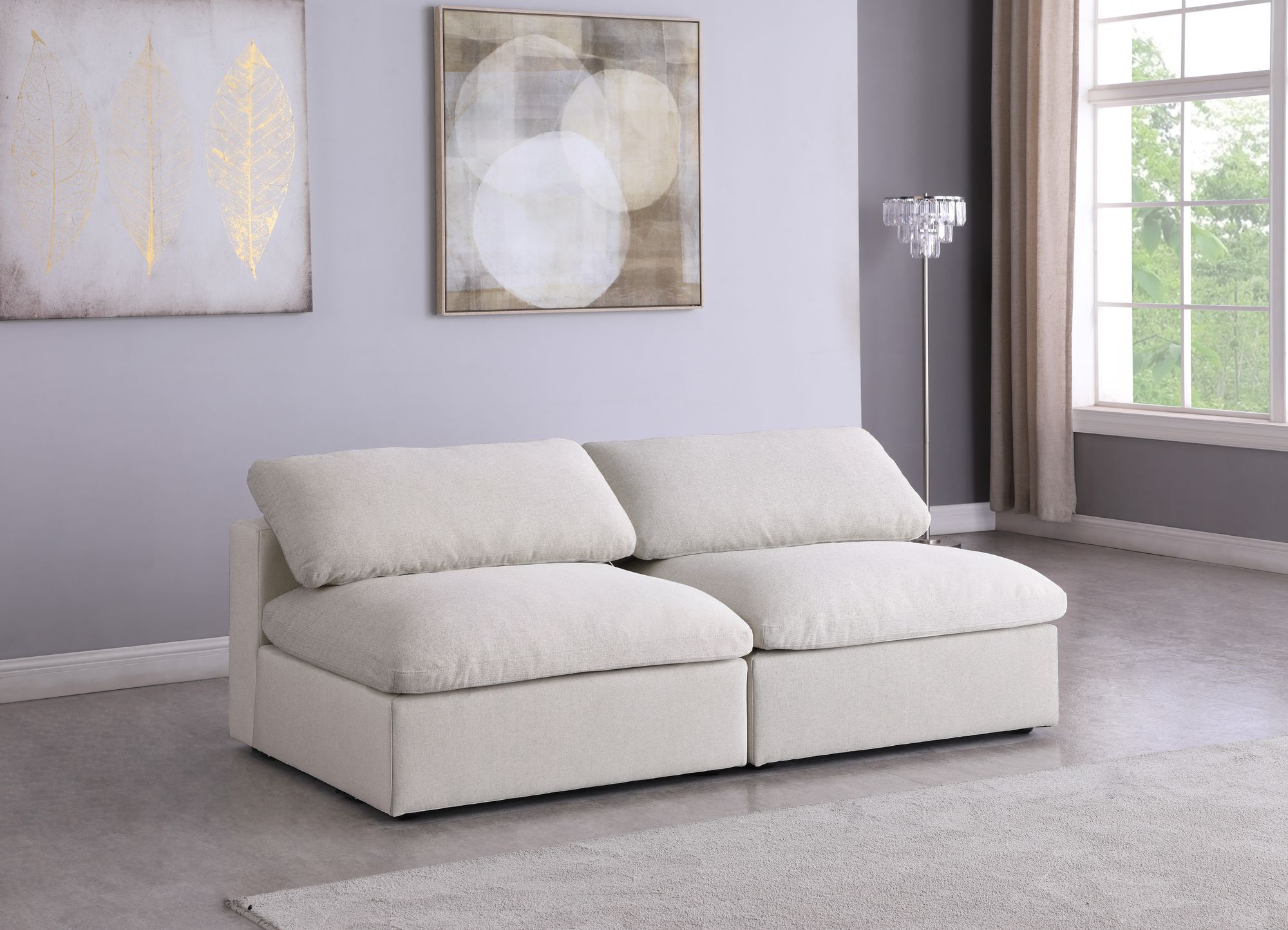 Serene 78" Linen Fabric Deluxe Comfort Modular Armless Sofa