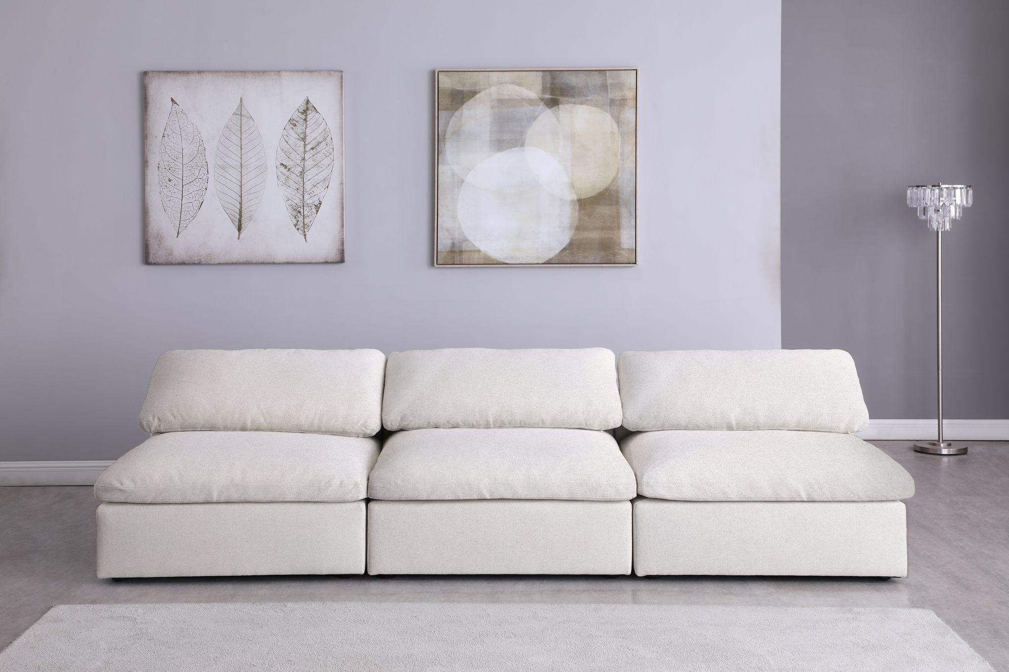Serene 117" Linen Fabric Deluxe Comfort Modular Armless Sofa