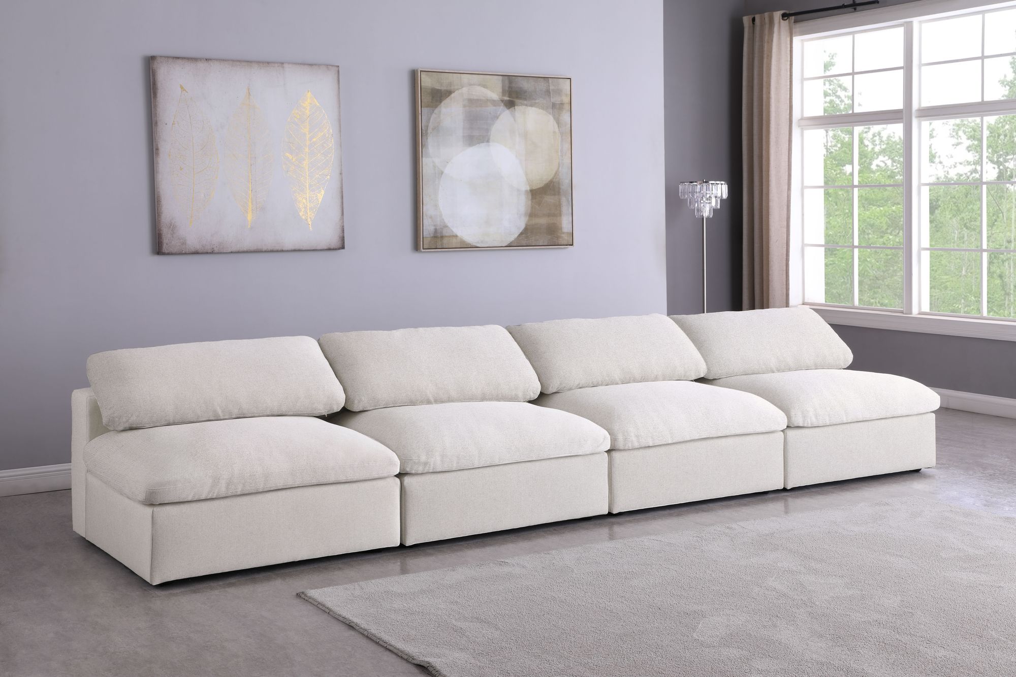 Serene 156" Linen Fabric Deluxe Comfort Modular Armless Sofa