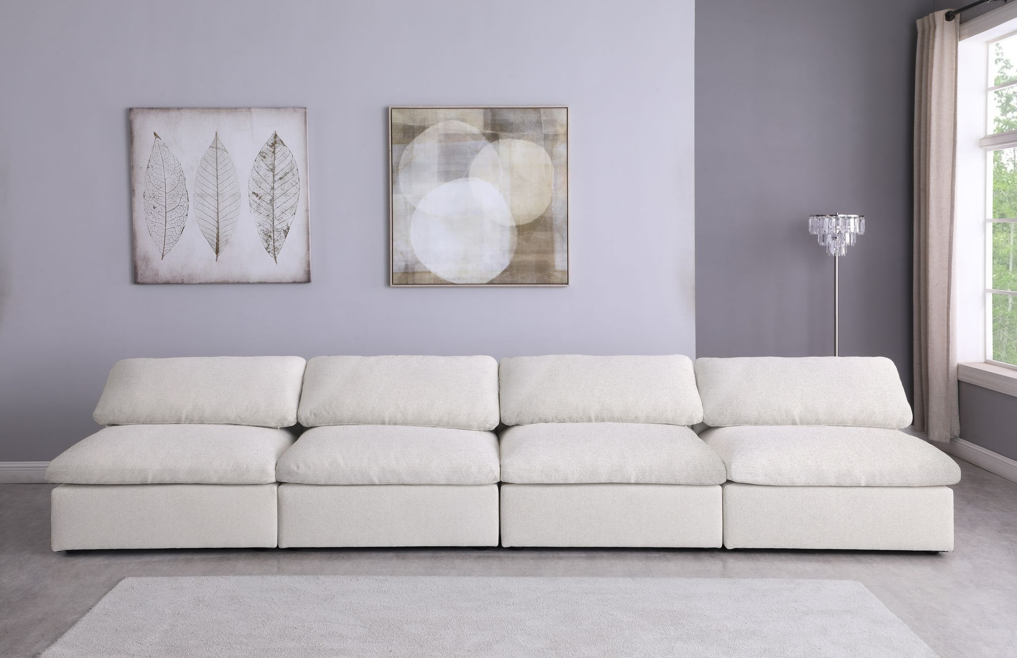 Serene 156" Linen Fabric Deluxe Comfort Modular Armless Sofa