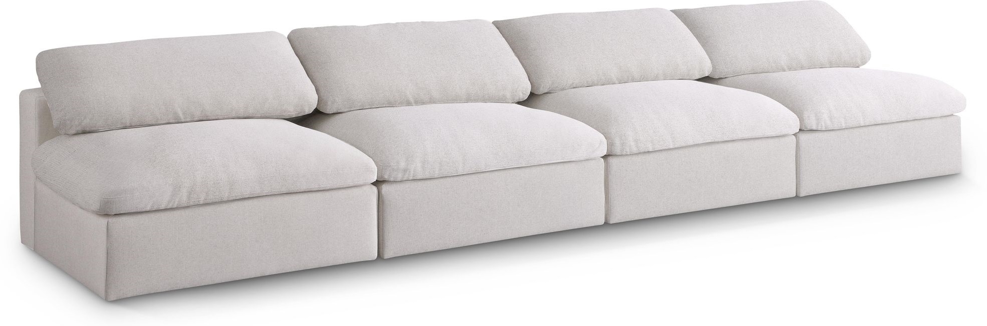 Serene 156" Linen Fabric Deluxe Comfort Modular Armless Sofa