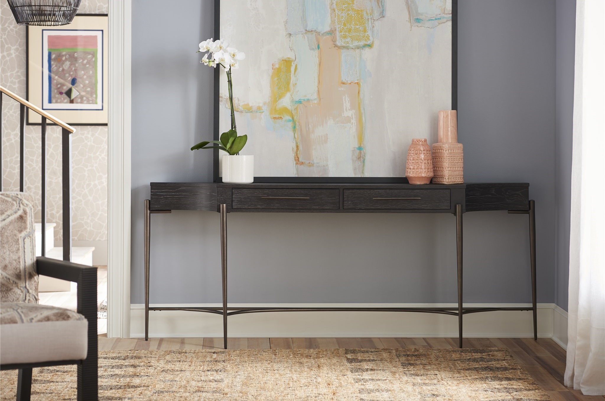 Oslo Wood/Metal Console Table w/2 Drawers