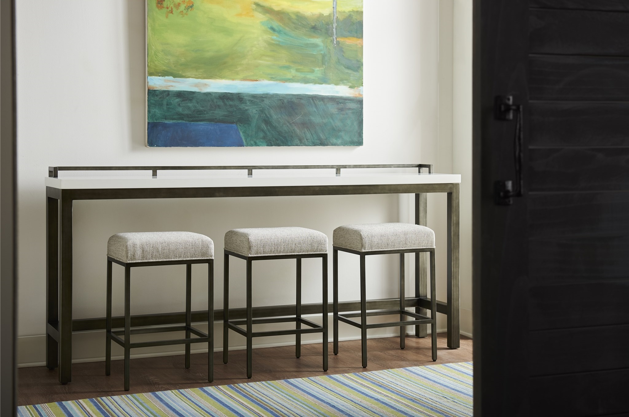 Essence Wood/Metal Console Table w/3 Stools