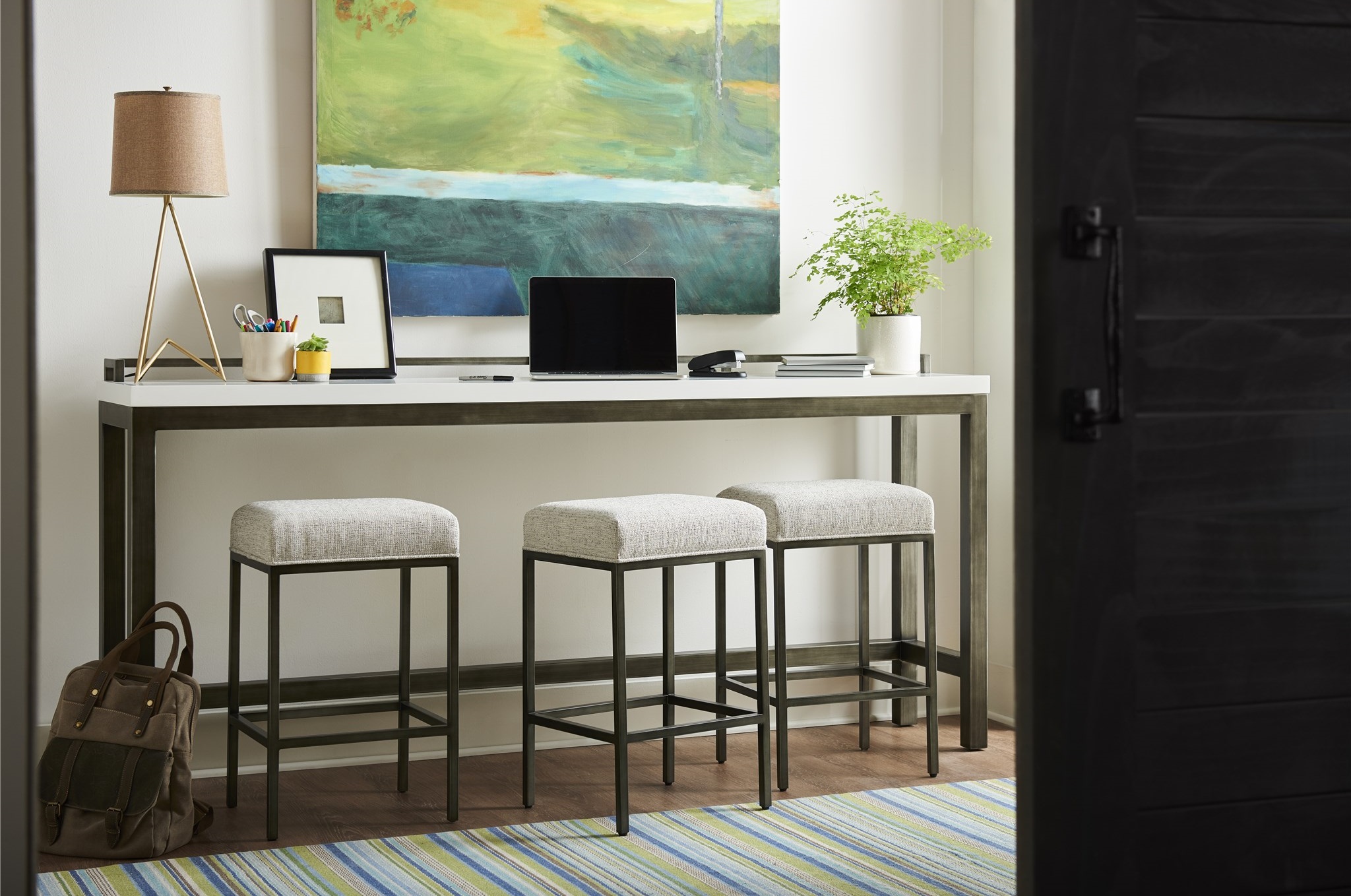Essence Wood/Metal Console Table w/3 Stools