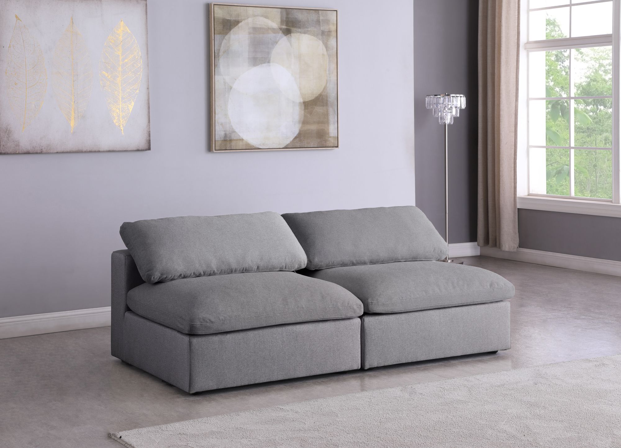 Serene 78" Linen Fabric Deluxe Comfort Modular Armless Sofa