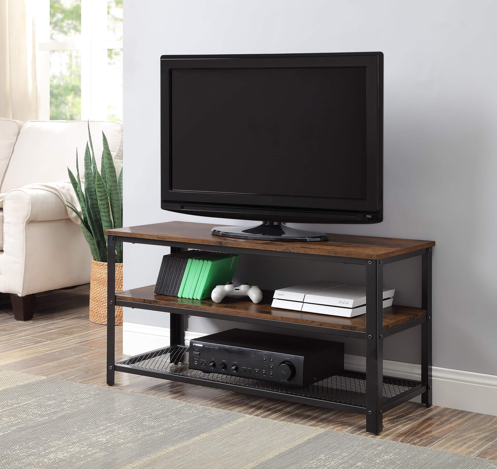 Taurus Wood Veneer/Metal TV Stand