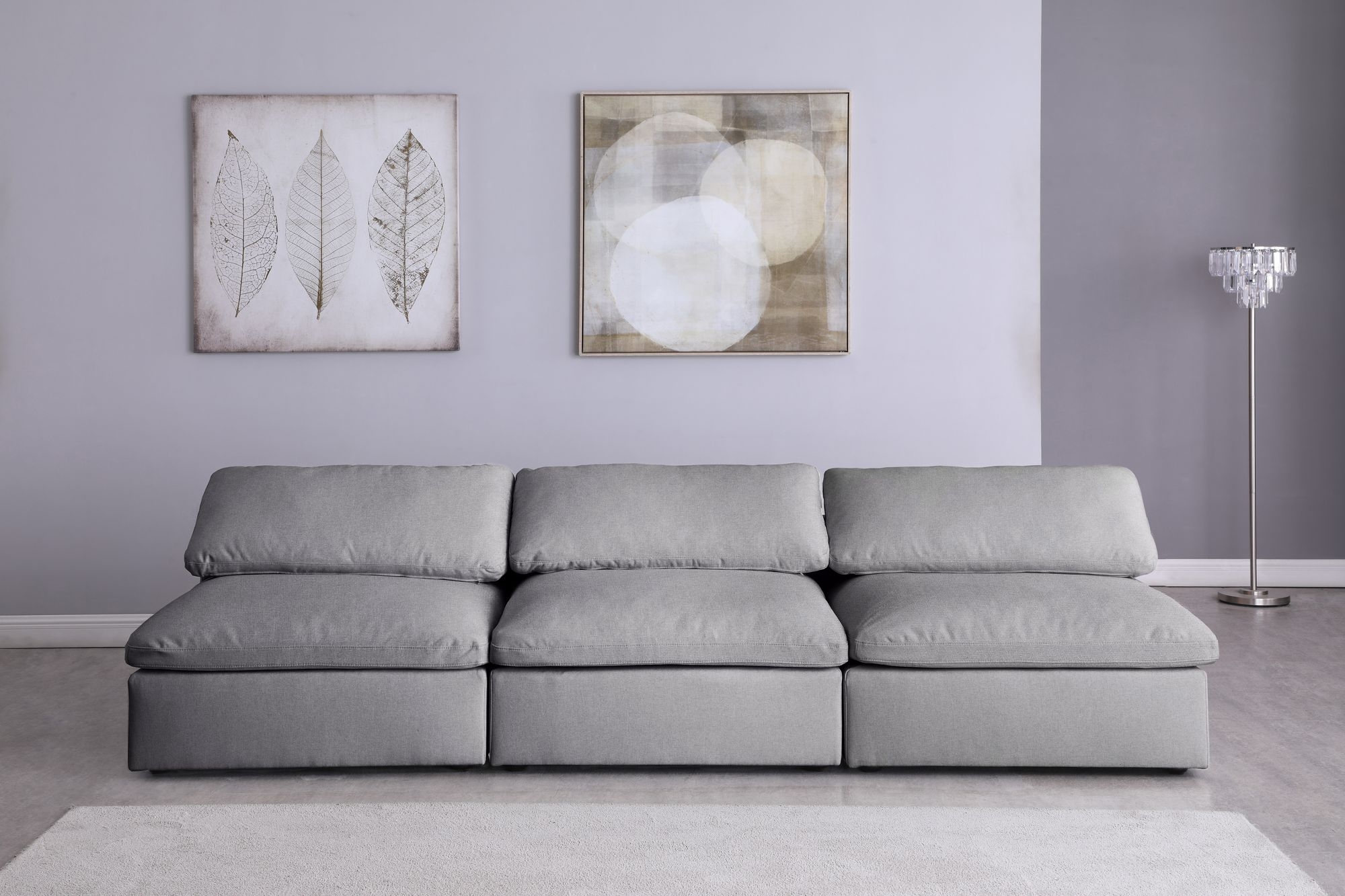 Serene 117" Linen Fabric Deluxe Comfort Modular Armless Sofa