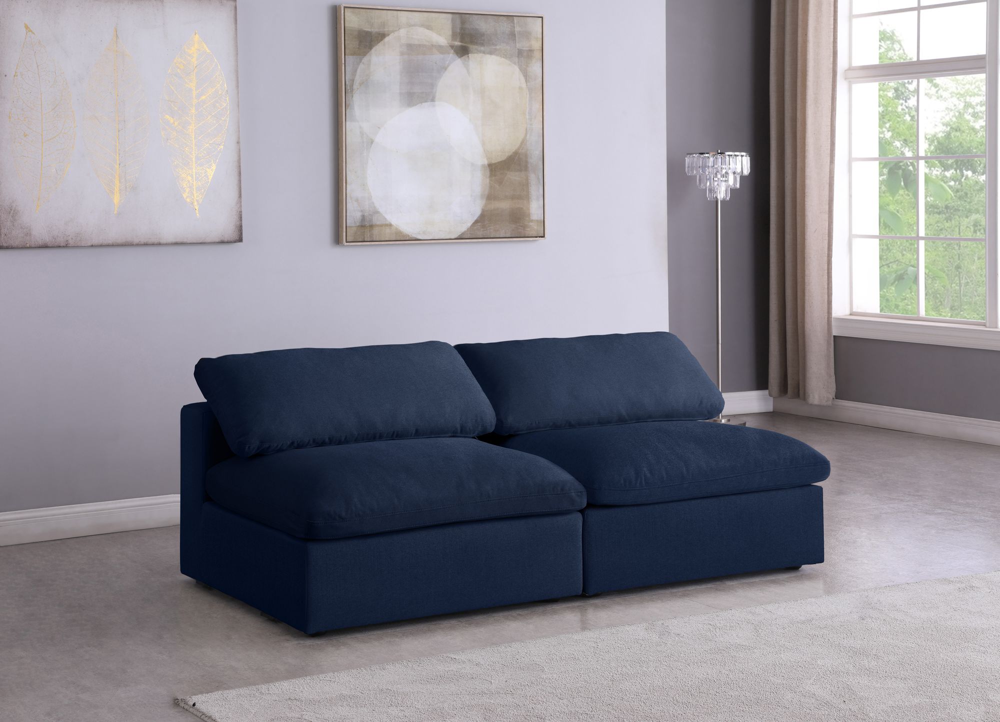 Serene 78" Linen Fabric Deluxe Comfort Modular Armless Sofa