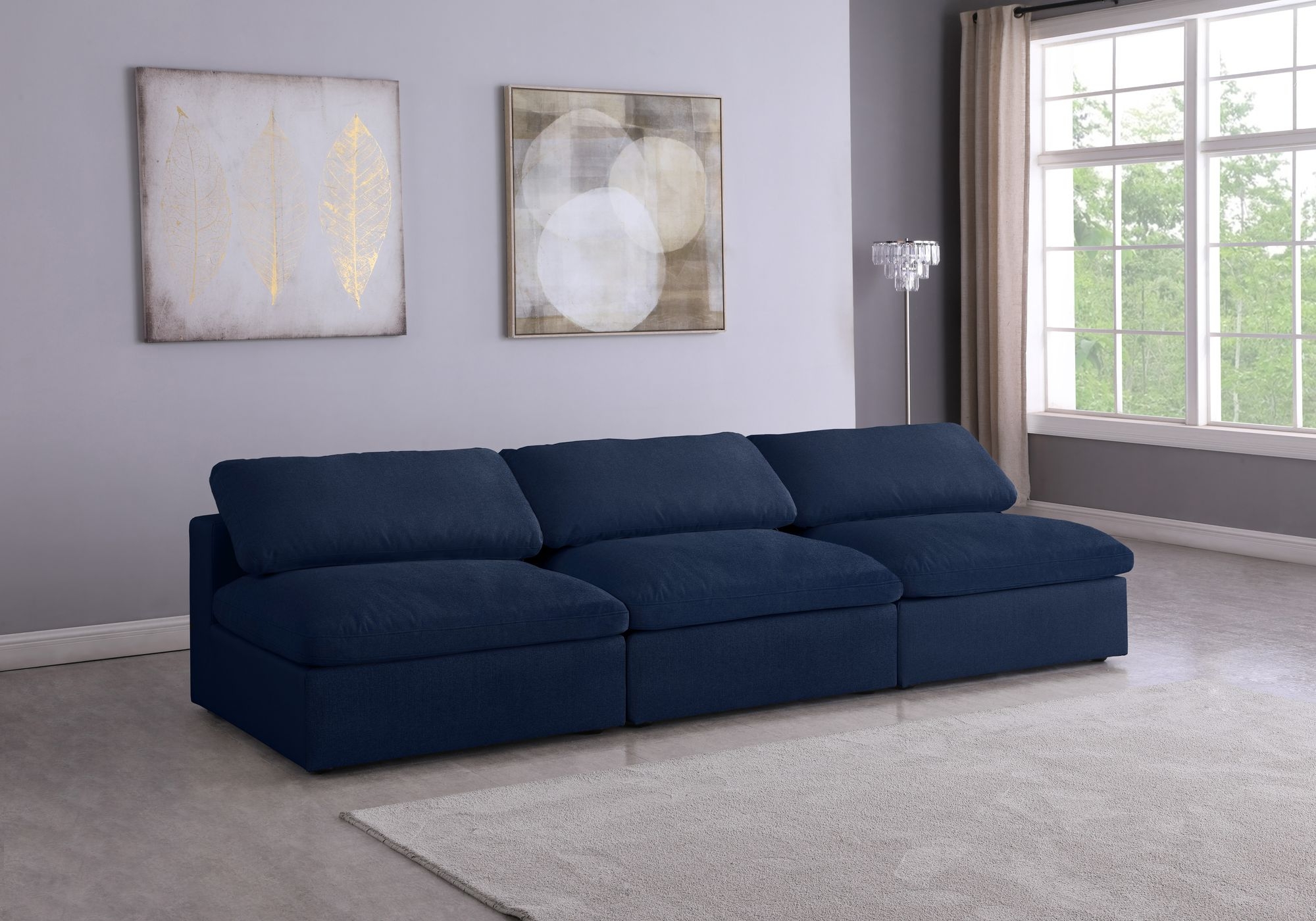 Serene 117" Linen Fabric Deluxe Comfort Modular Armless Sofa