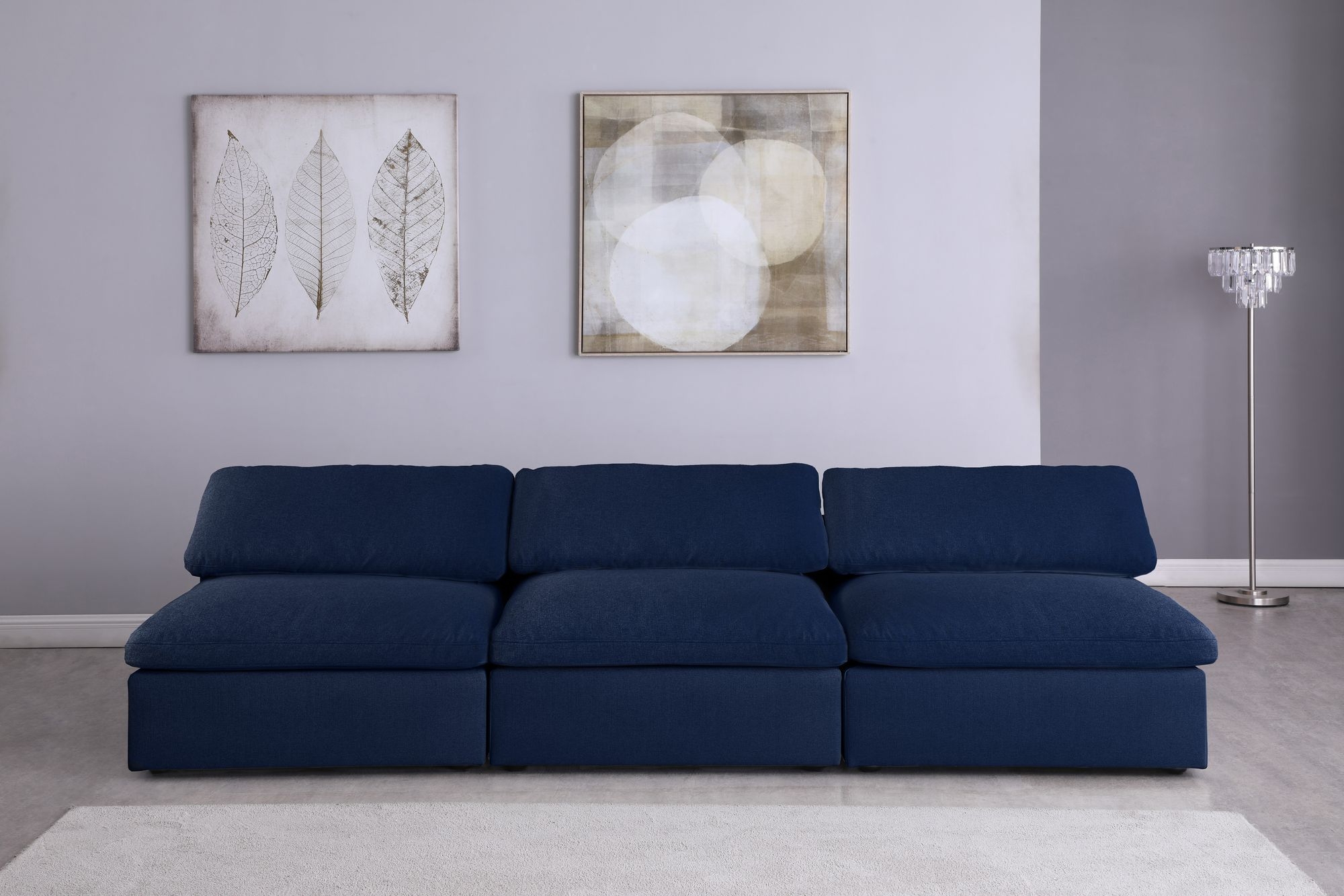 Serene 117" Linen Fabric Deluxe Comfort Modular Armless Sofa