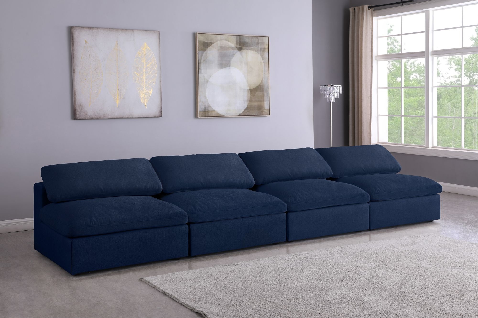 Serene 156" Linen Fabric Deluxe Comfort Modular Armless Sofa