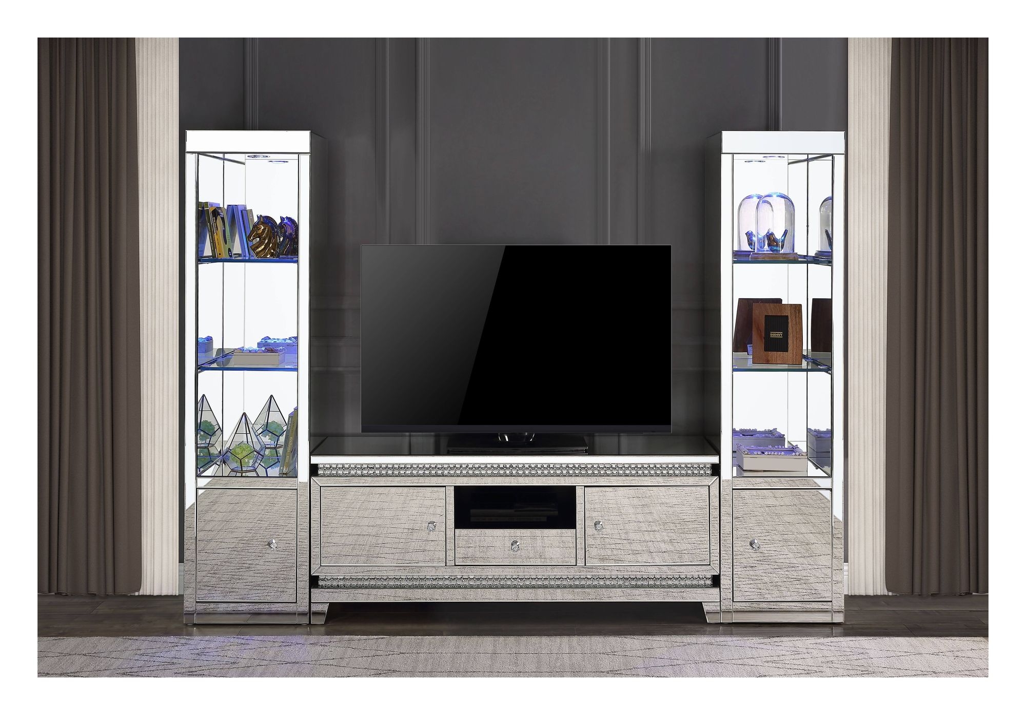 Lotus 91835 Mirror/Faux Diamonds TV Stand