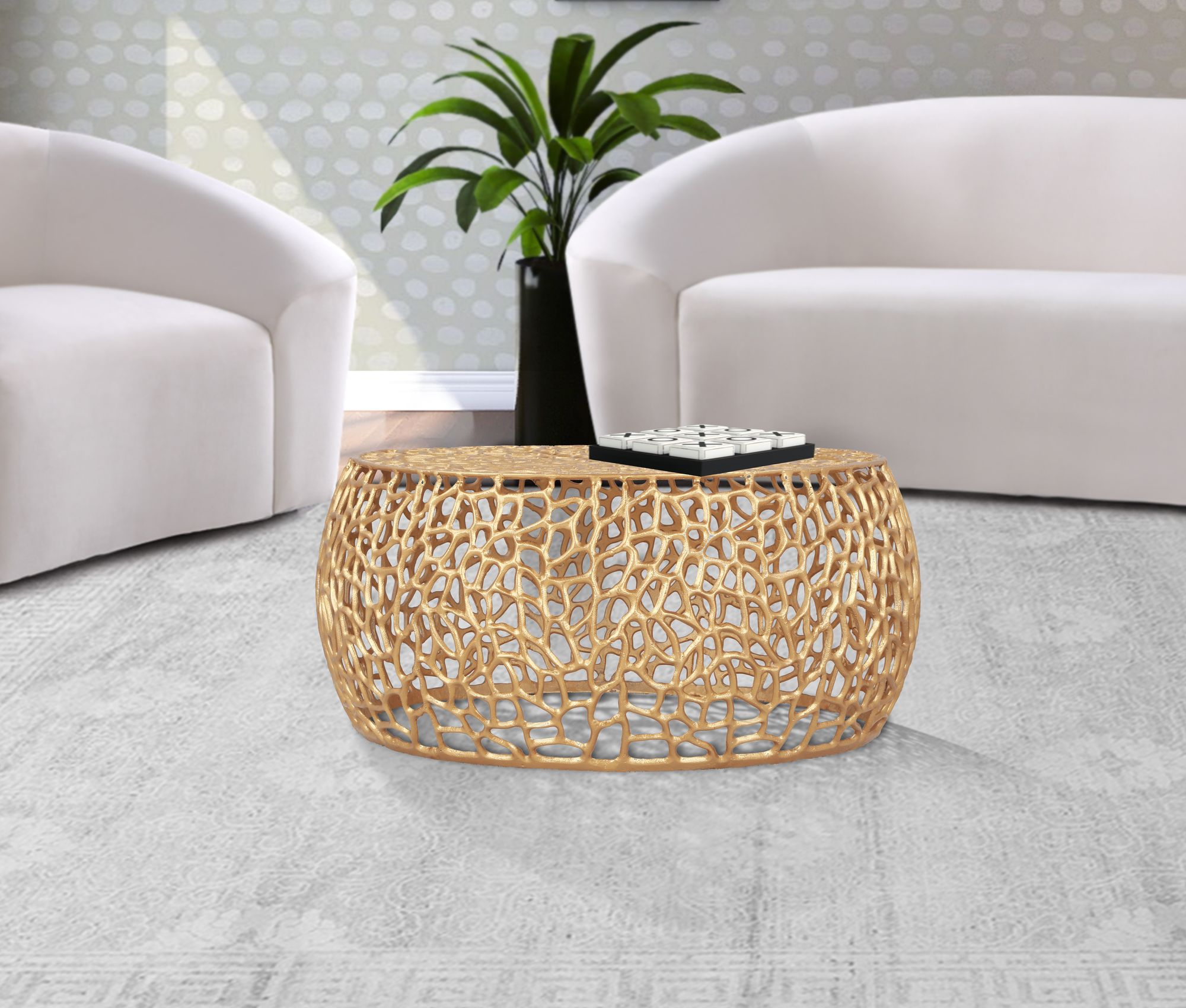 Priya 35" Round Aluminium Coffee Table