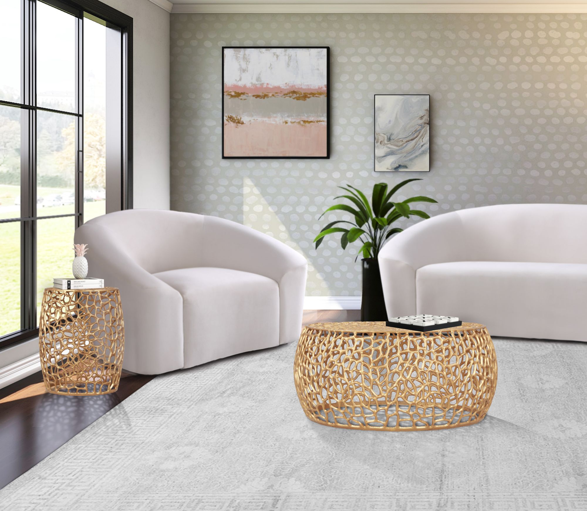 Priya 35" Round Aluminium Coffee Table