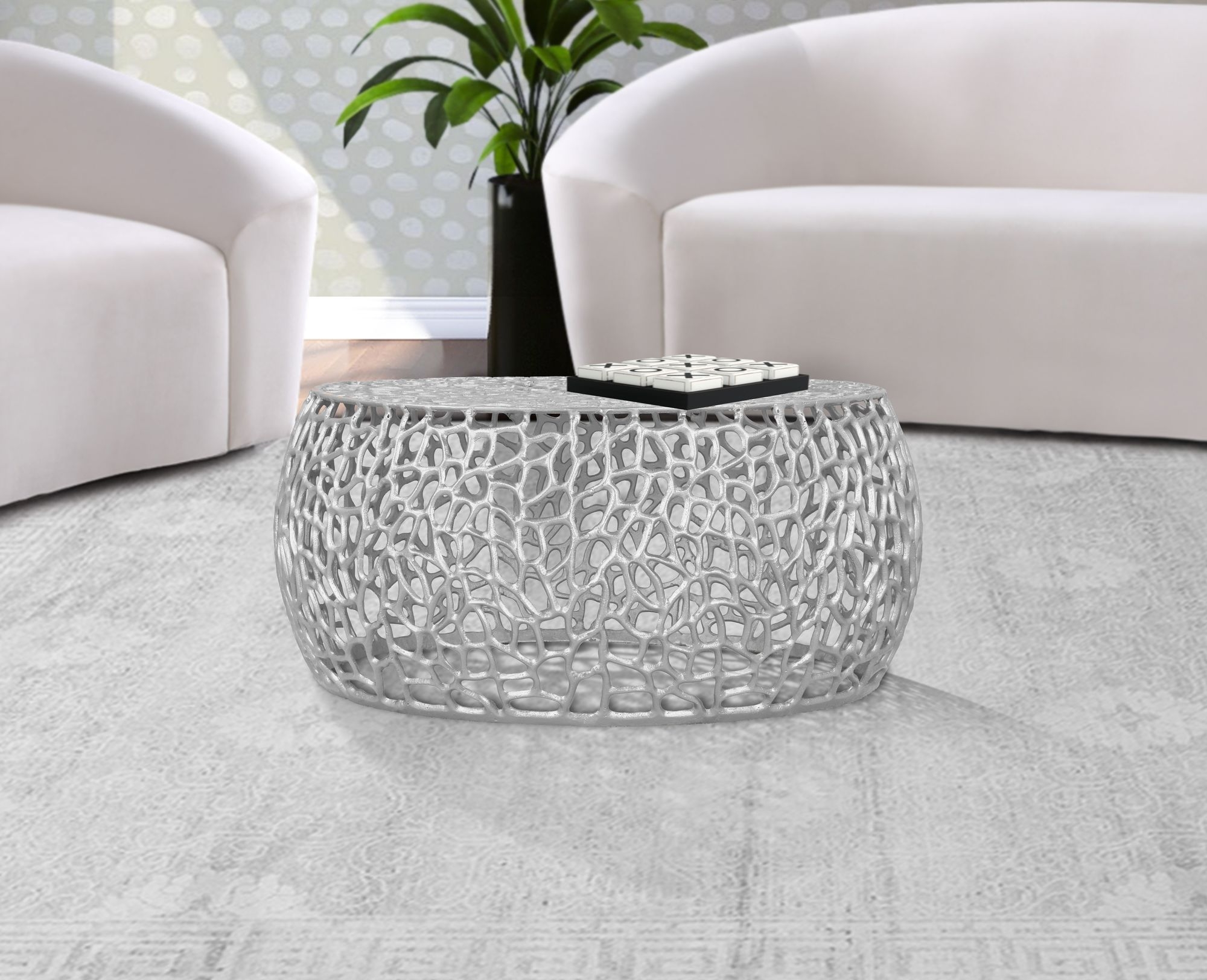 Priya 35" Round Aluminium Coffee Table