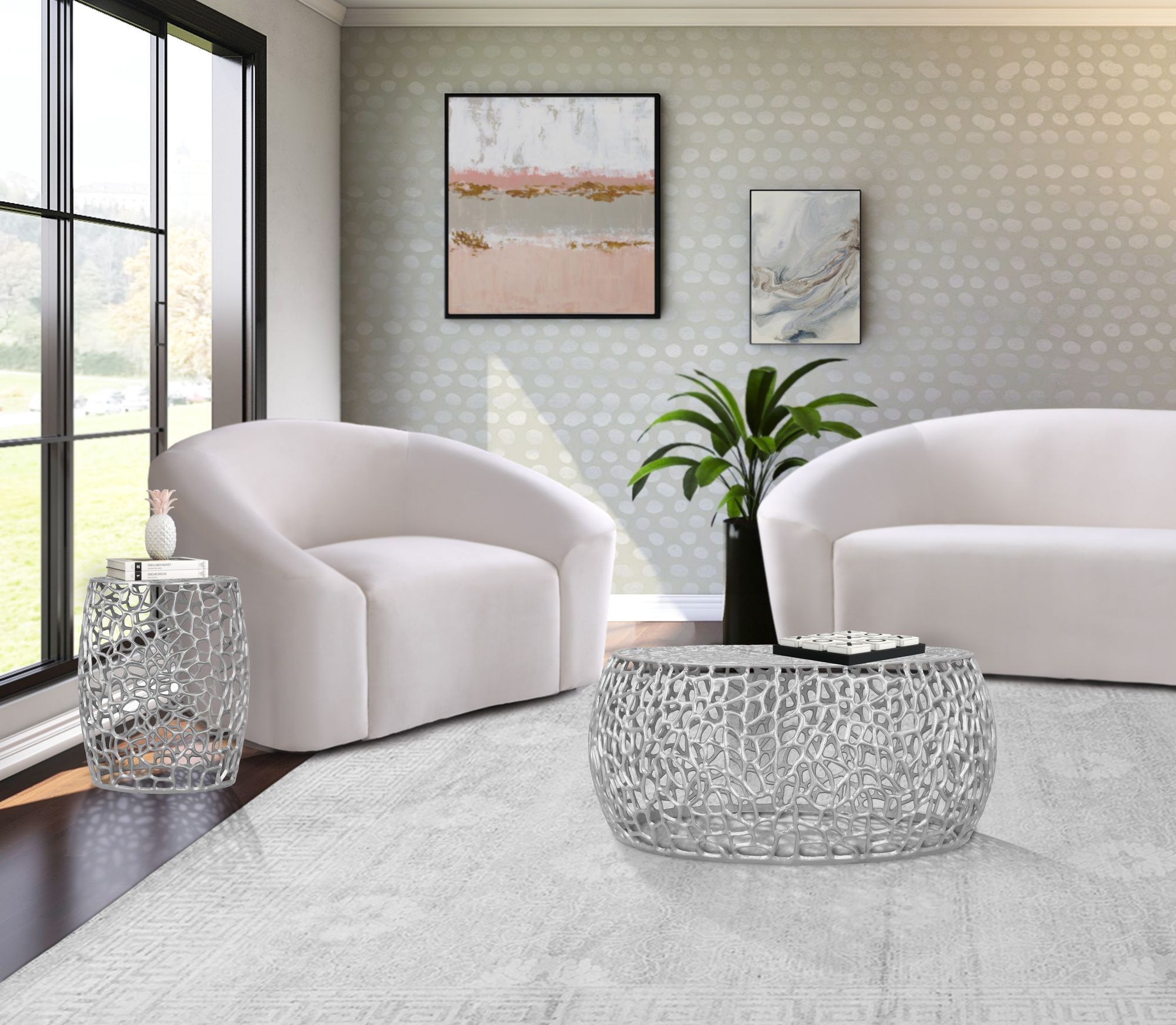 Priya 35" Round Aluminium Coffee Table