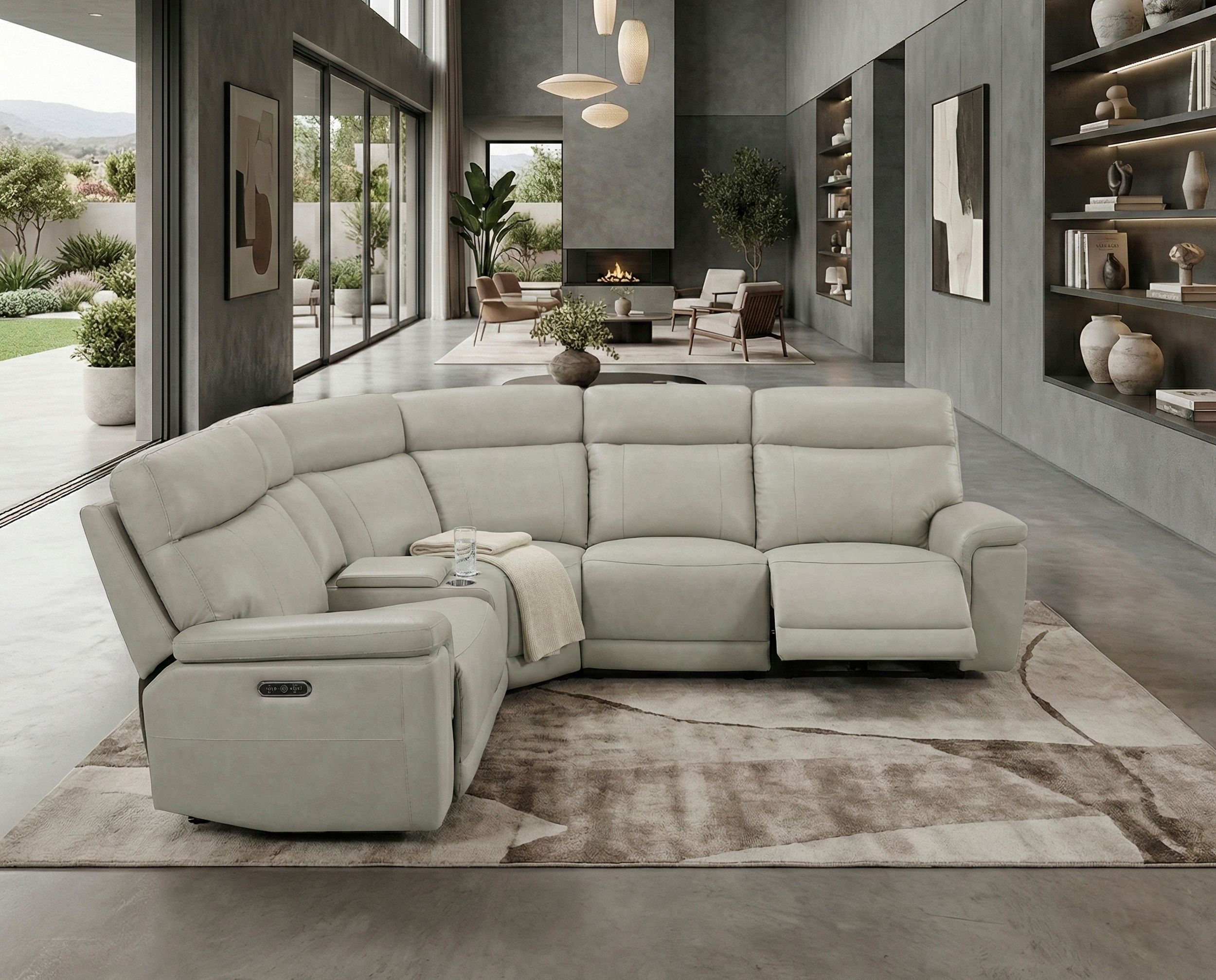 Celestia L-Shaped 6‑Piece Modular Power Reclining Sectional with Power Headrests