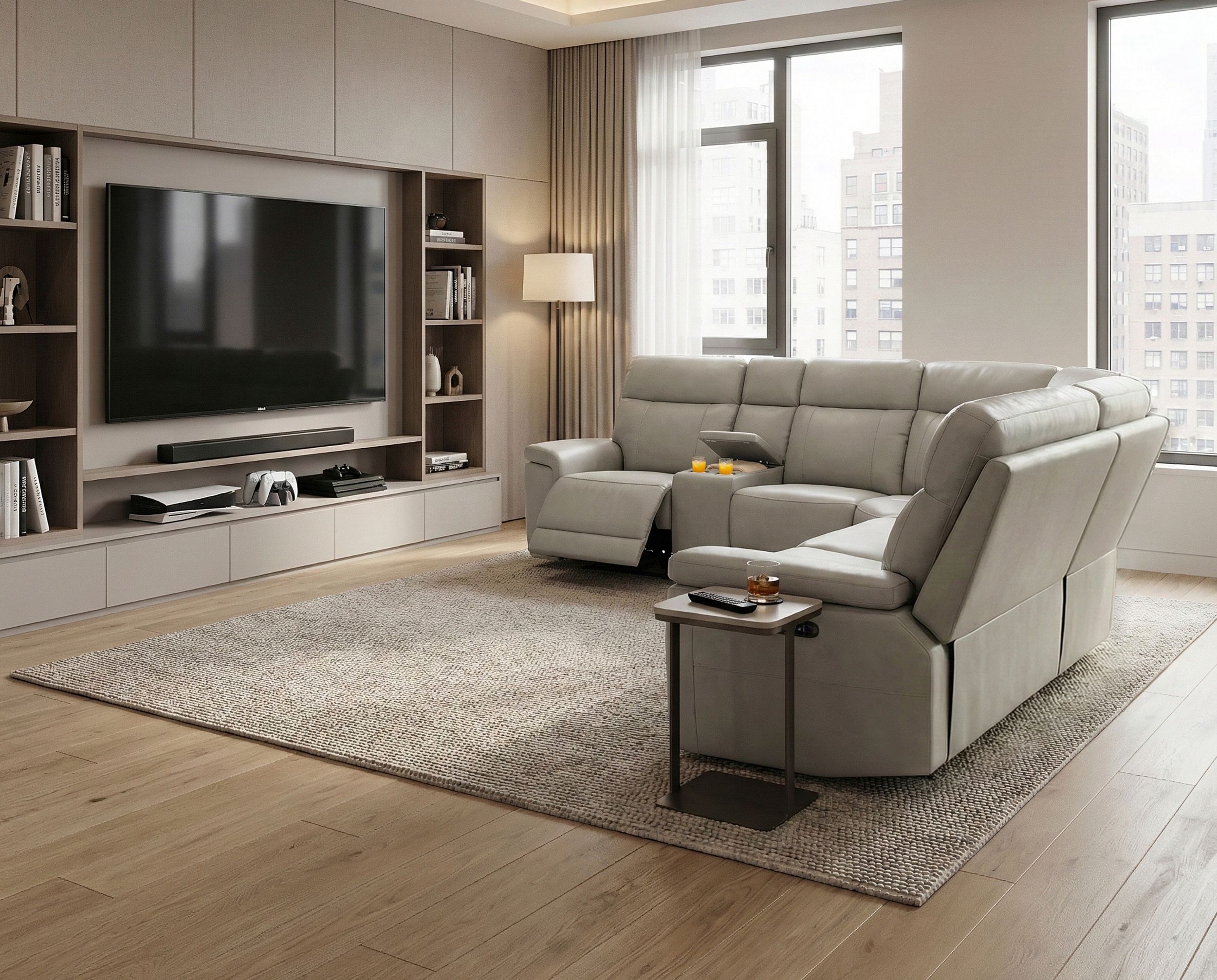 Celestia L-Shaped 6‑Piece Modular Power Reclining Sectional with Power Headrests