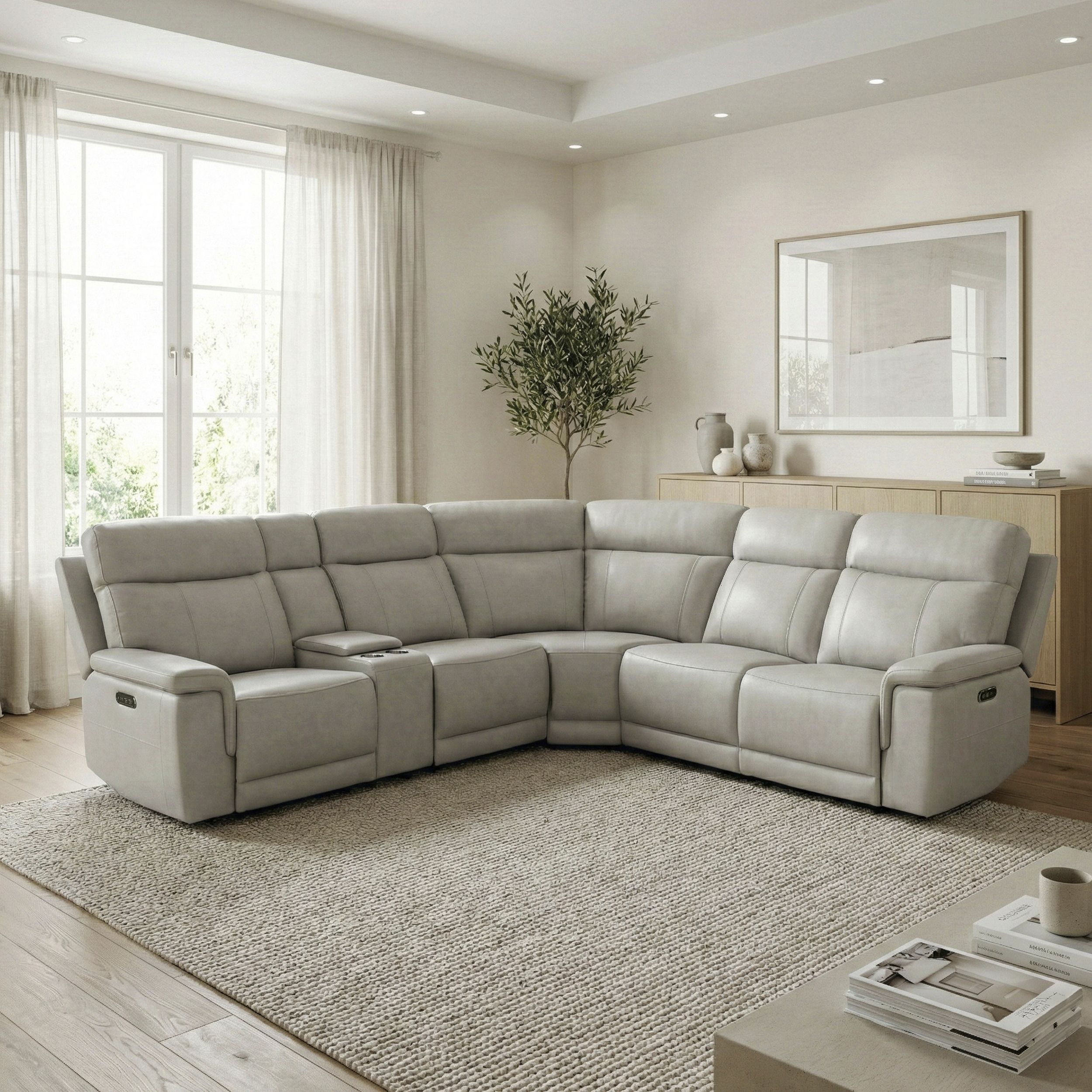 Celestia L-Shaped 6‑Piece Modular Power Reclining Sectional with Power Headrests