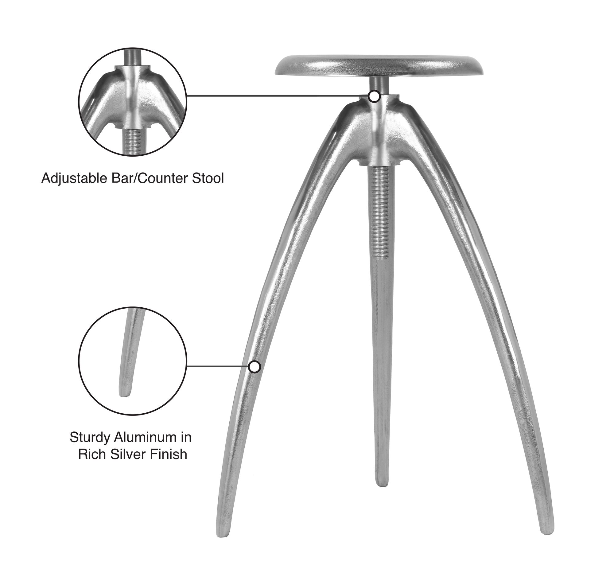 Clara Adjustable Aluminum Stool