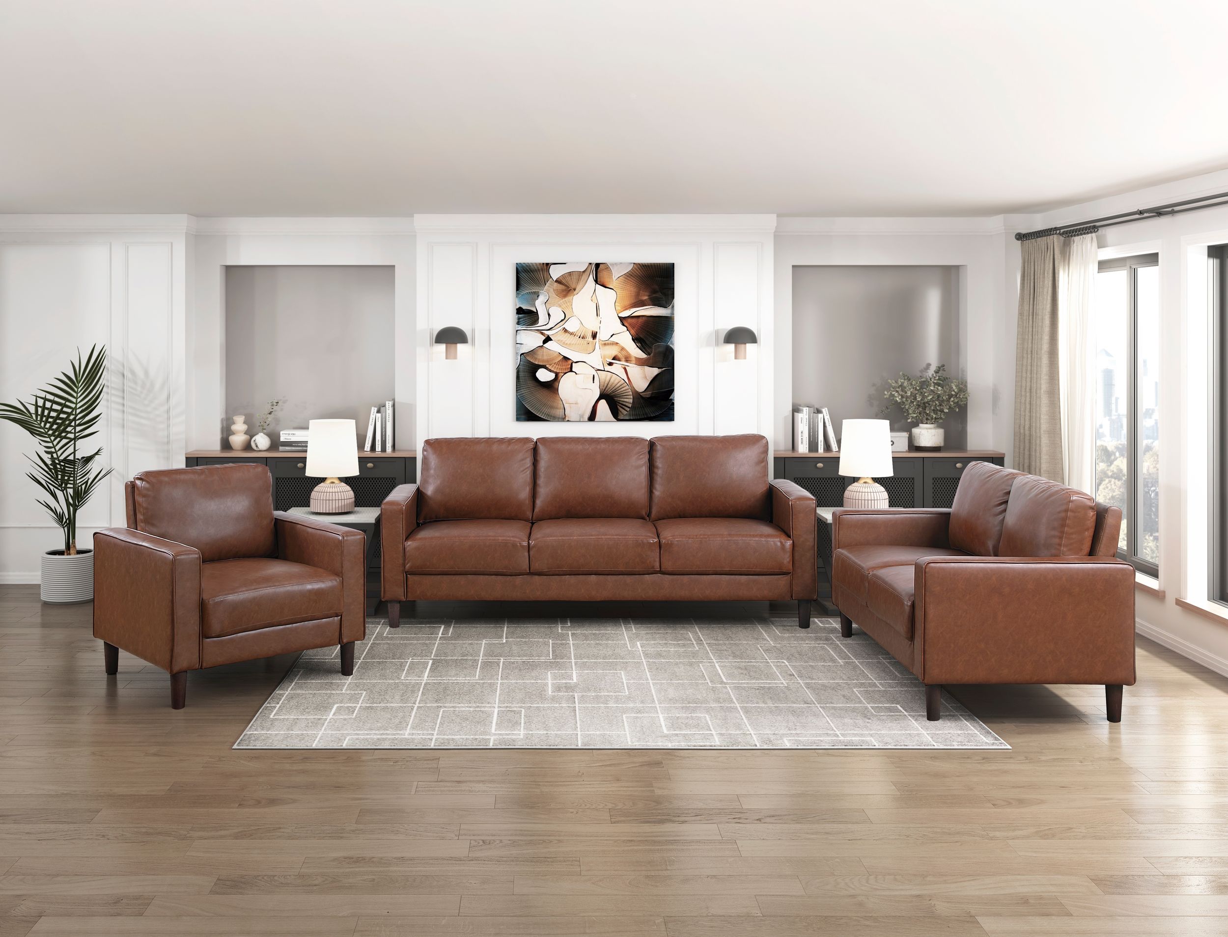 Malcolm Faux Leather Living Room Set