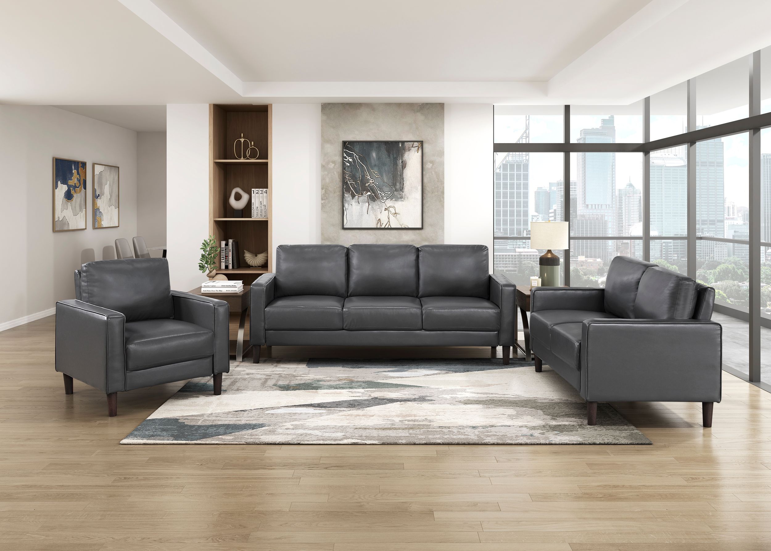 Malcolm Faux Leather Living Room Set