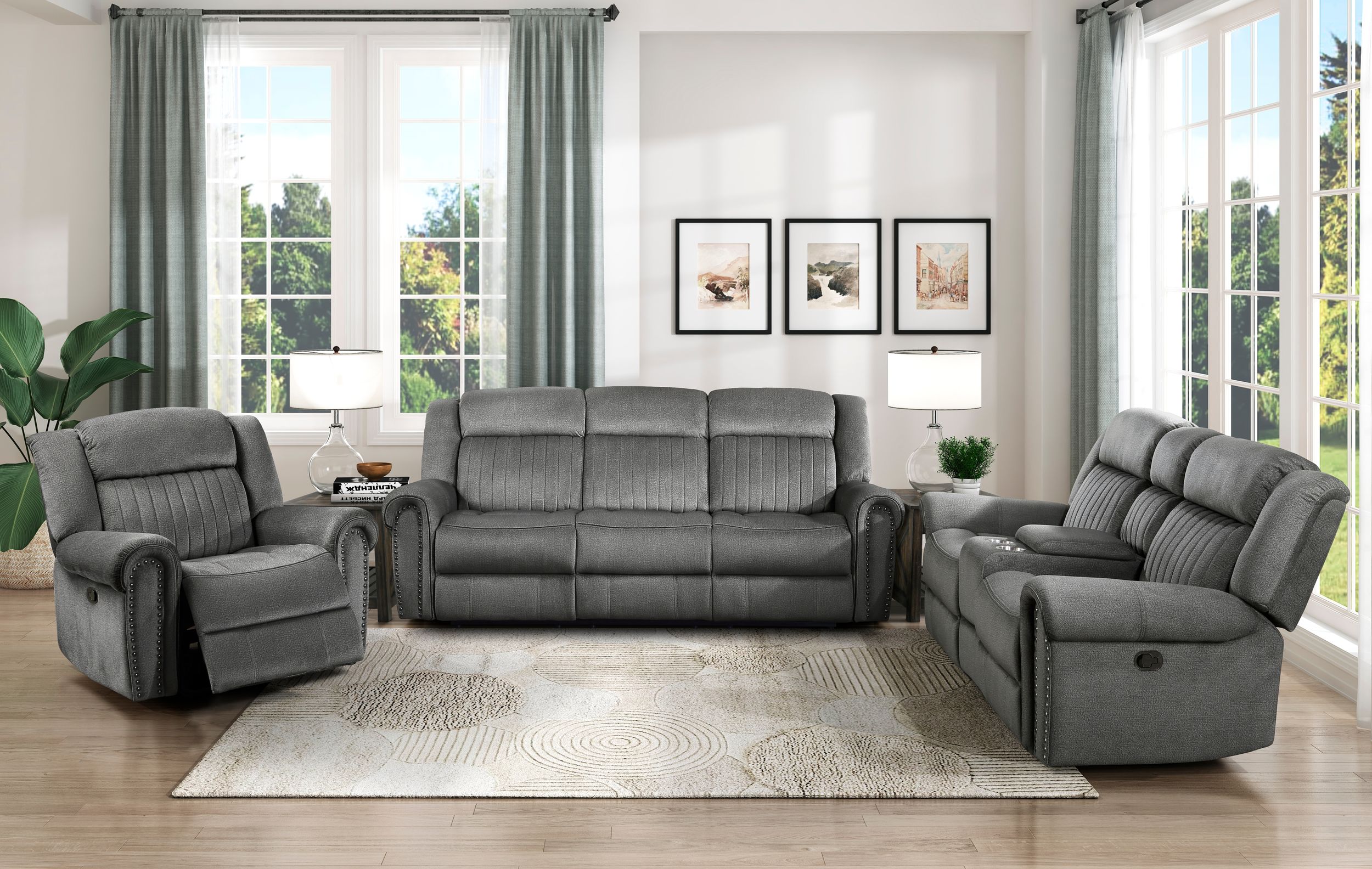 Brennen Microfiber Double Reclining Living Room Set