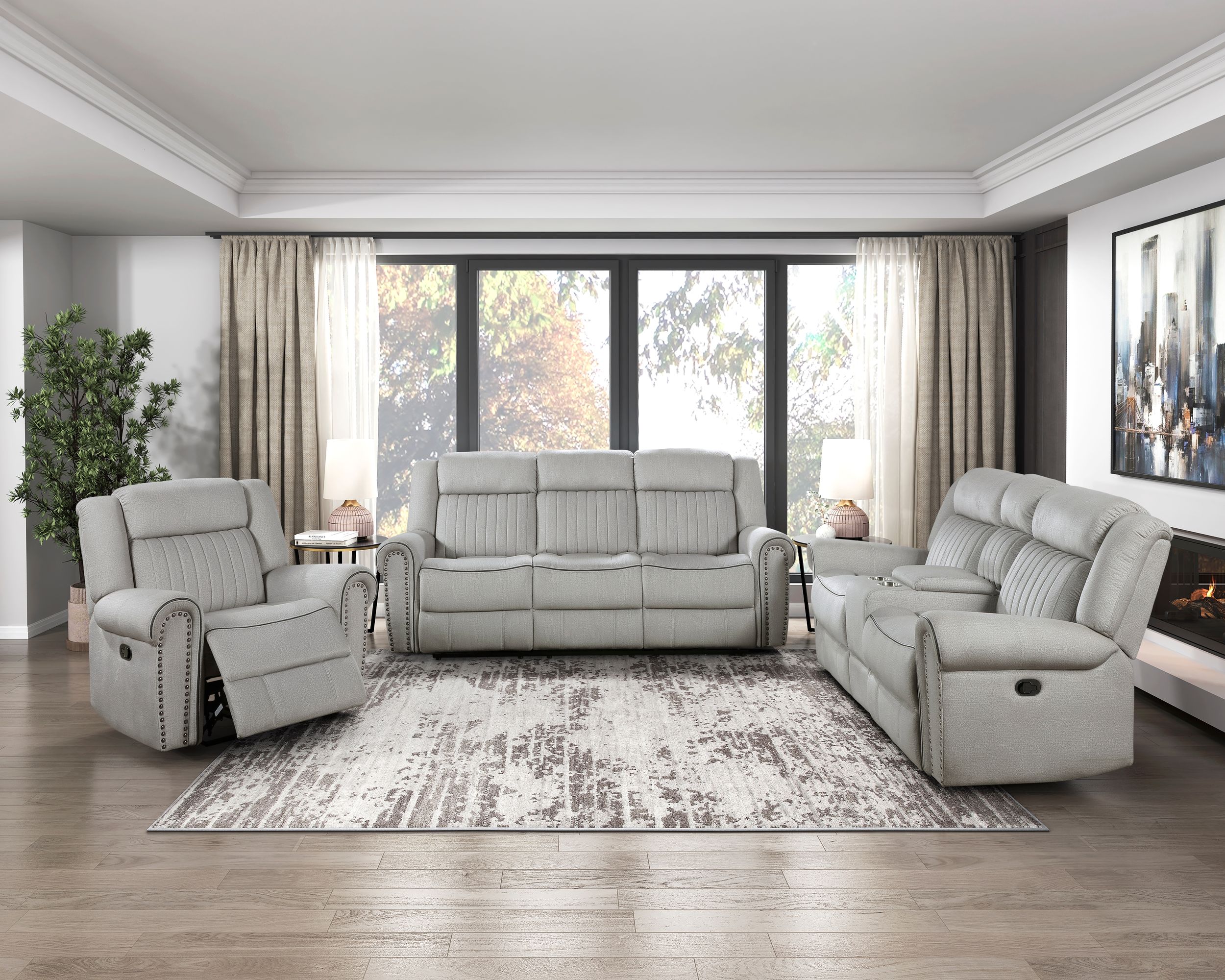 Brennen Microfiber Double Reclining Loveseat with Center Console