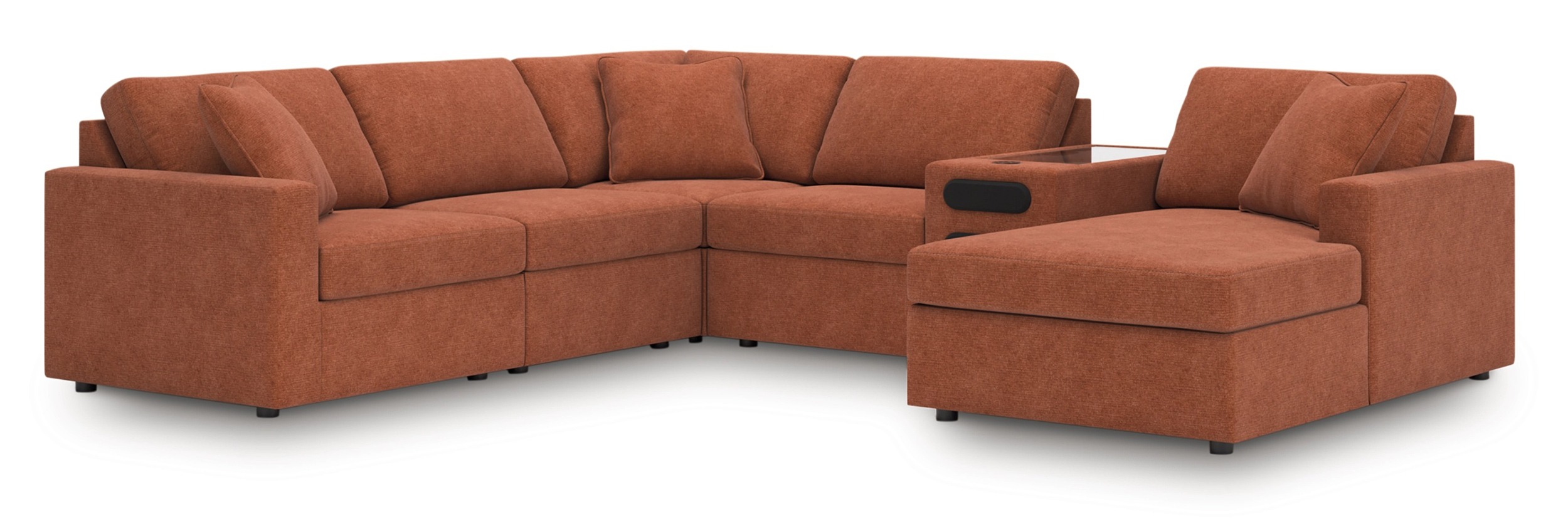 Modmax 6-Piece U-Shaped Polyester Sectional w/RAF Chaise & Audio Console
