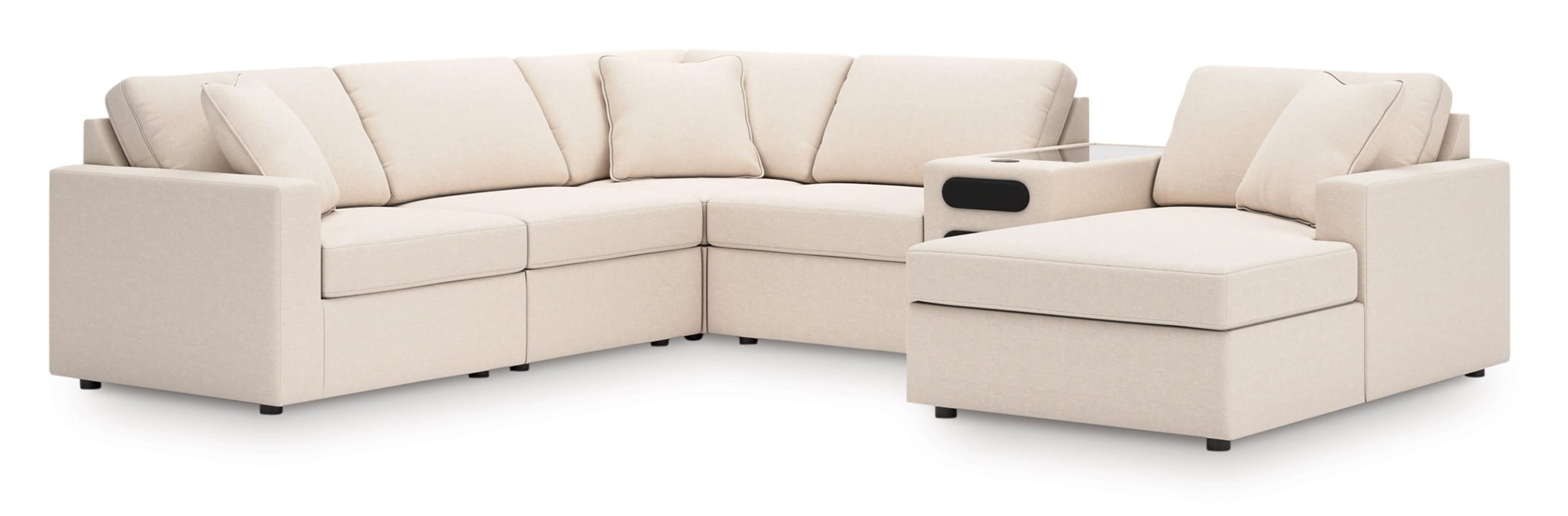 Modmax 6-Piece U-Shaped Polyester Sectional w/RAF Chaise & Audio Console