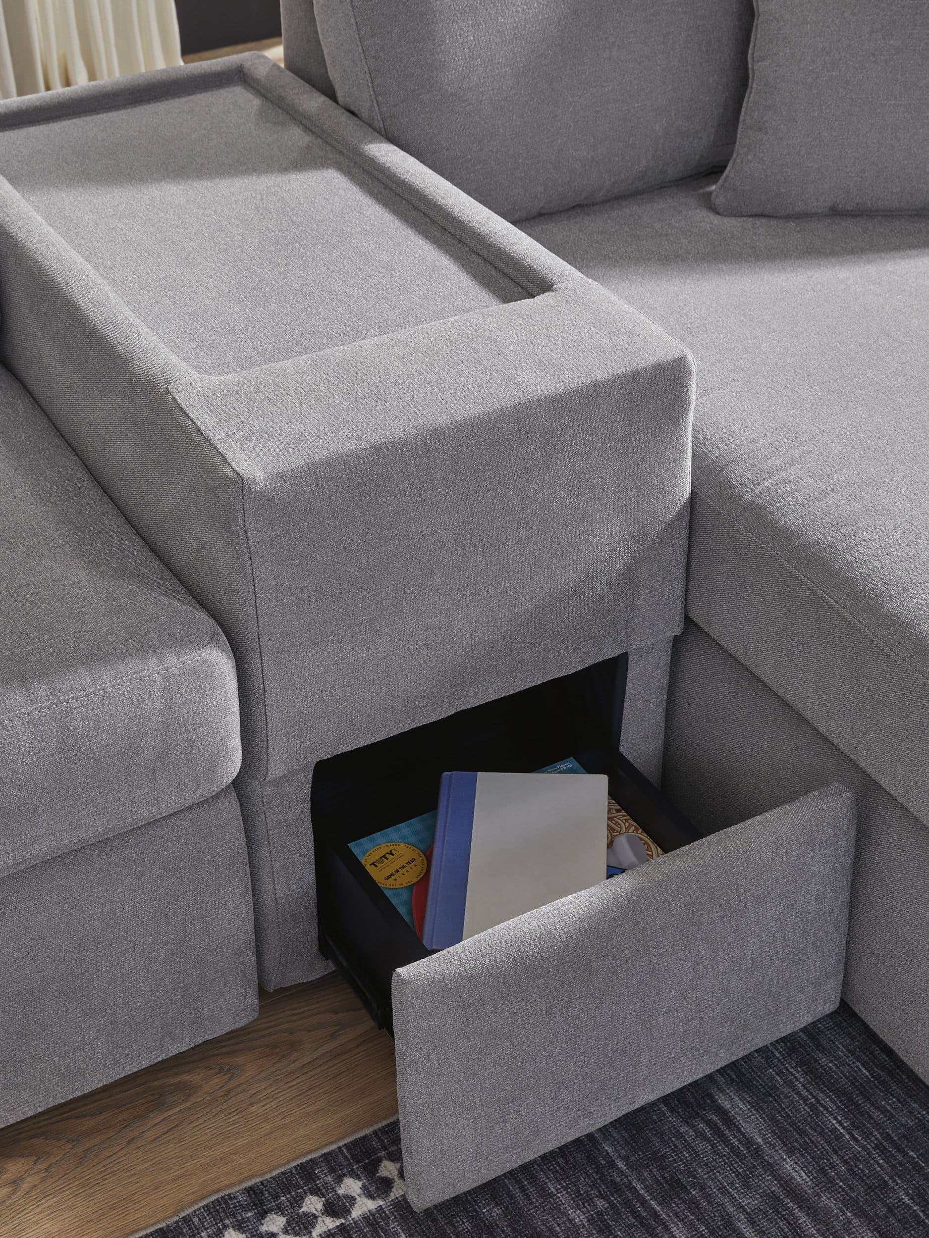 Modmax 8-Piece U-Shaped Polyester Sectional w/LAF Chaise & Storage Consoles