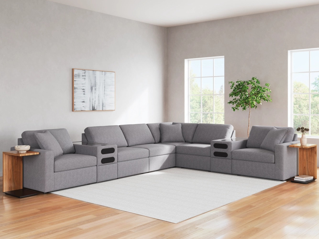 Modmax 8-Piece L-Shaped Polyester Sectional w/Audio Consoles