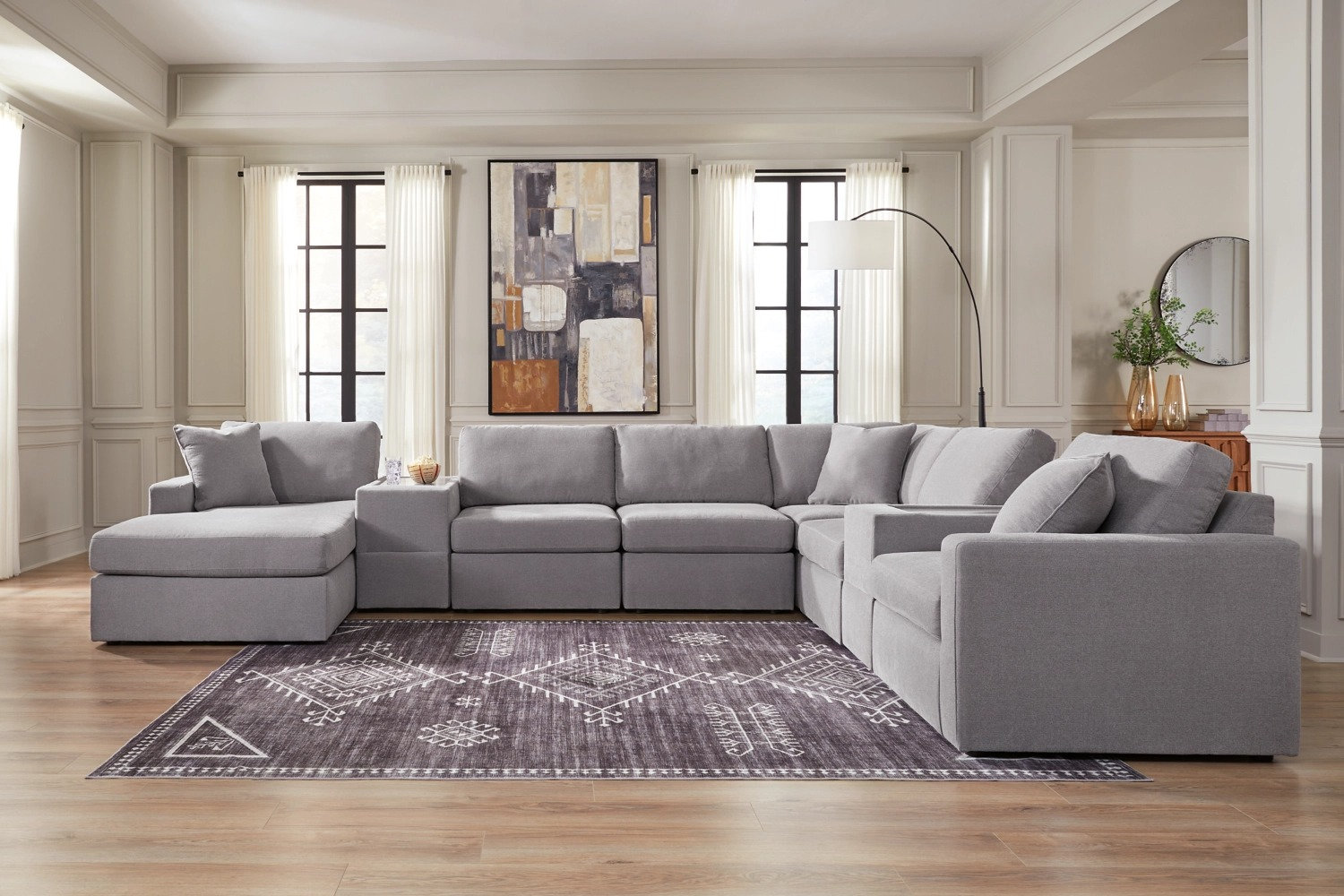Modmax 8-Piece U-Shaped Polyester Sectional w/LAF Chaise & Storage Consoles