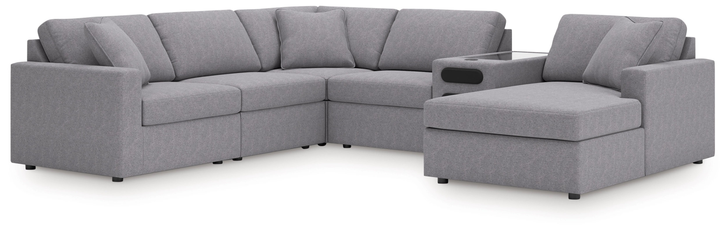 Modmax 6-Piece U-Shaped Polyester Sectional w/RAF Chaise & Audio Console