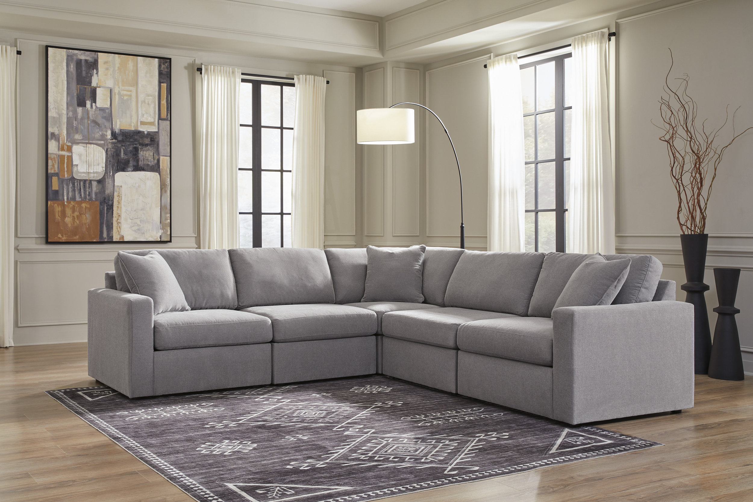Modmax 5-Piece L-Shaped Polyester Sectional