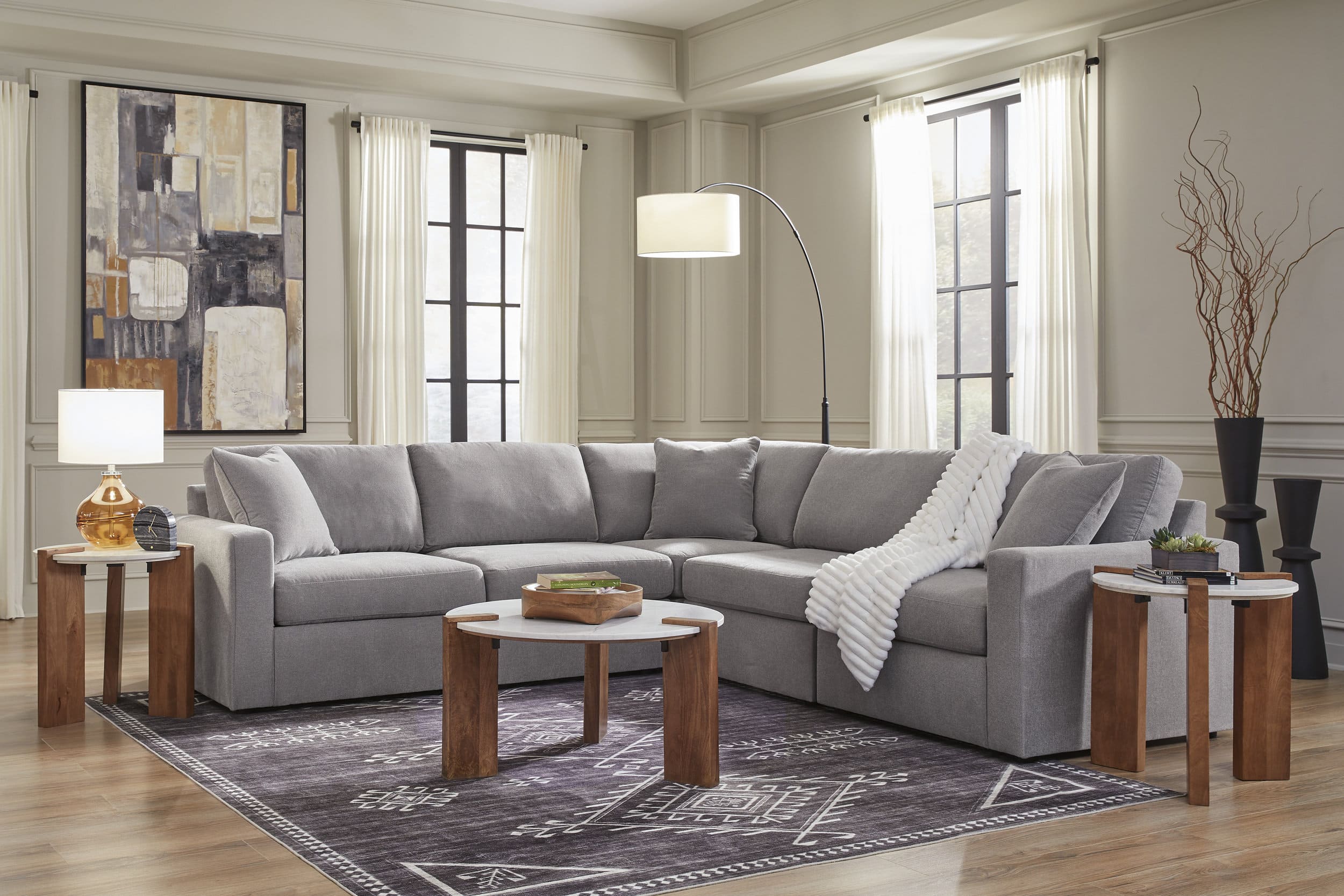 Modmax 5-Piece L-Shaped Polyester Sectional