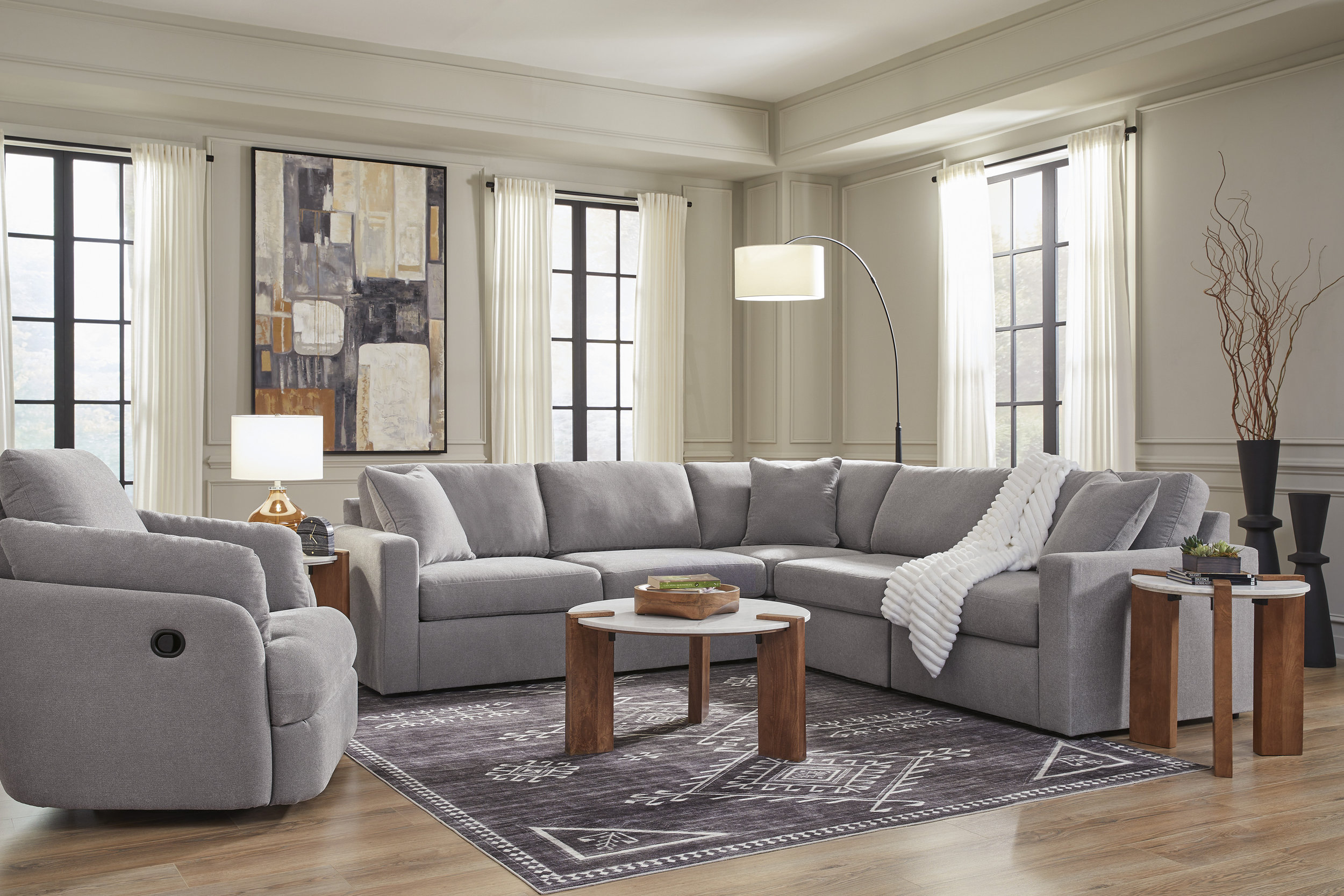 Modmax 5-Piece L-Shaped Polyester Sectional