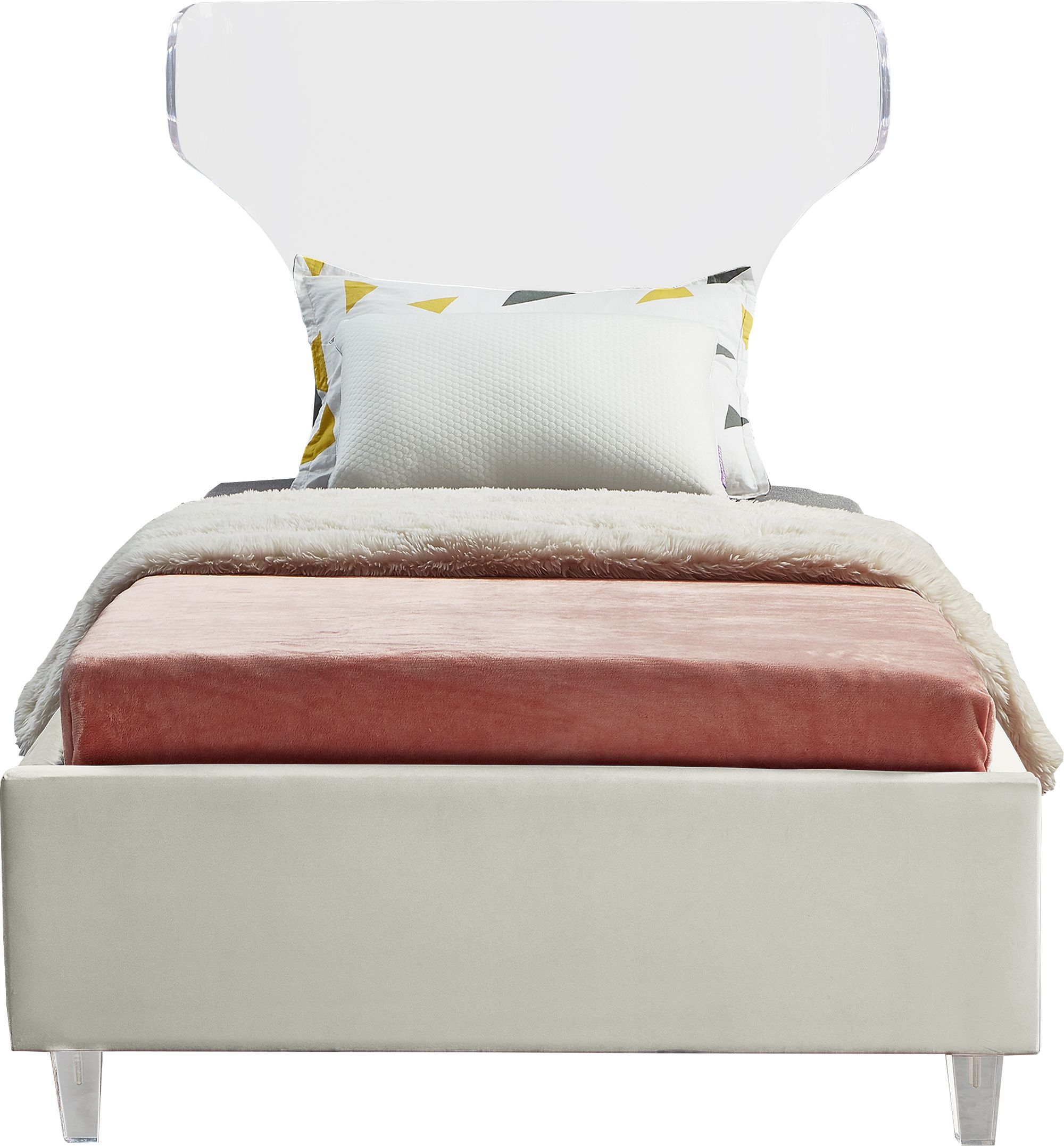 Ghost Velvet Twin Size Bed