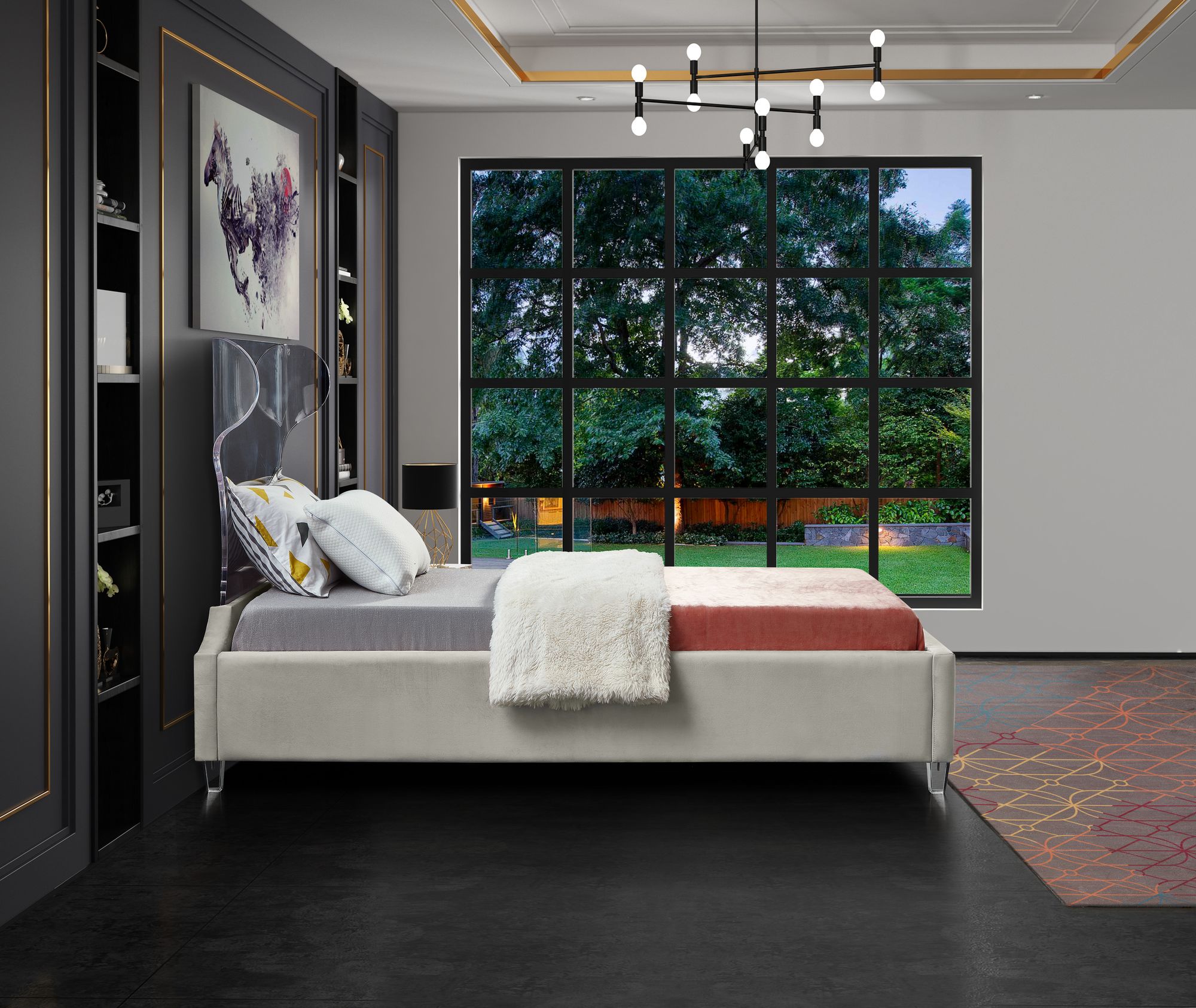 Ghost Velvet Twin Size Bed