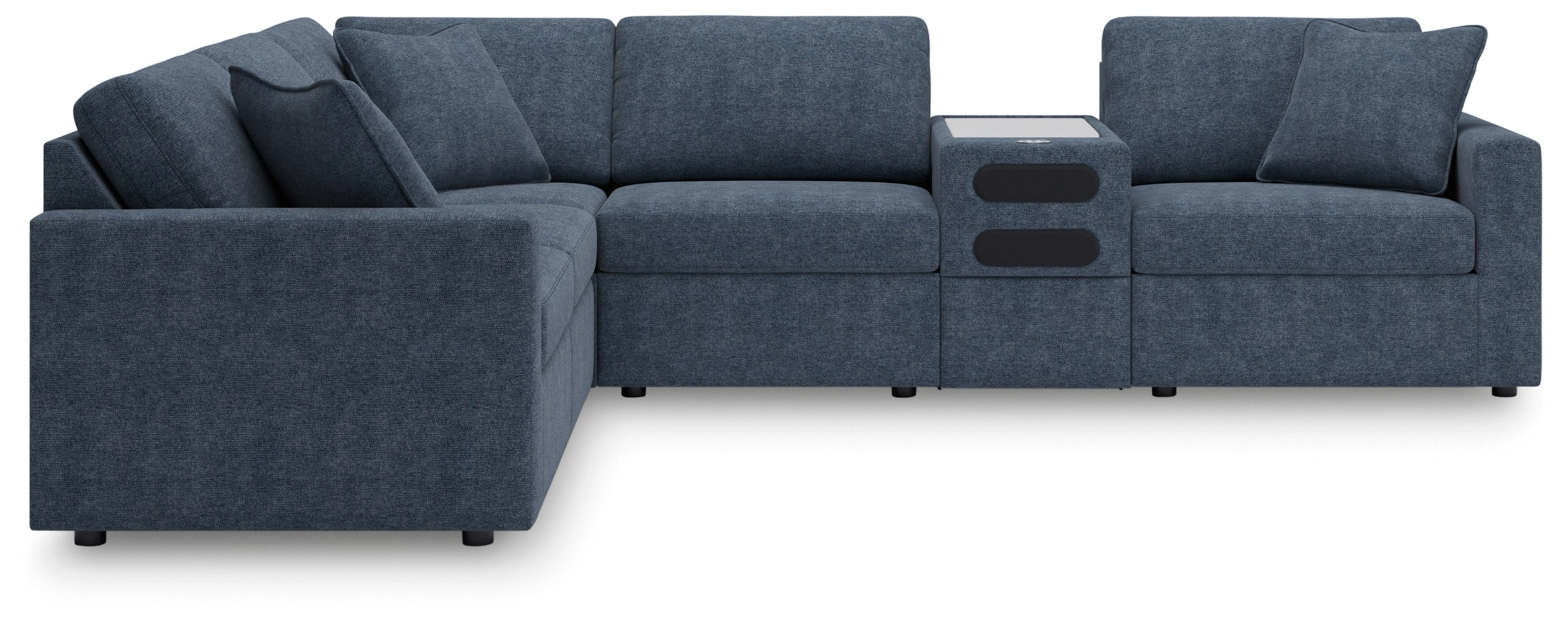 Modmax 6-Piece L-Shaped Polyester Sectional w/Audio Console & RAF Corner Chair