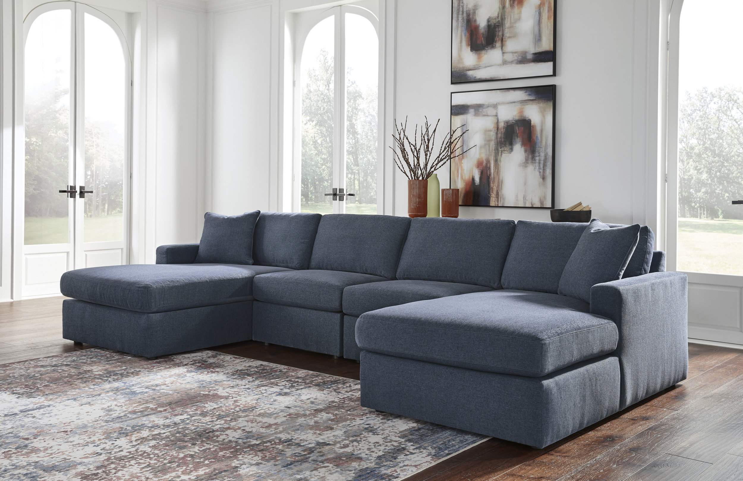 Modmax 4-Piece U-Shaped Polyester Double Chaise Sectional