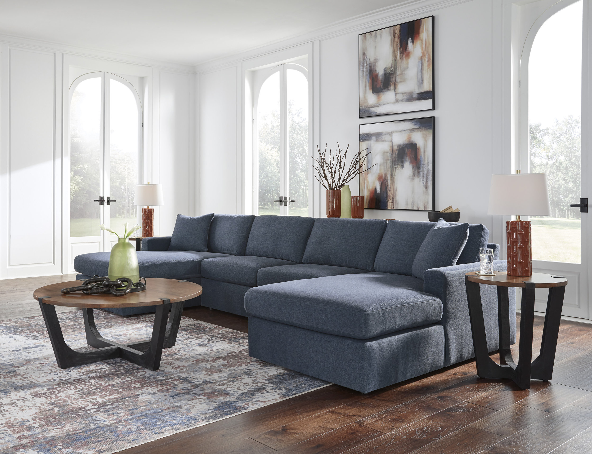 Modmax 4-Piece U-Shaped Polyester Double Chaise Sectional