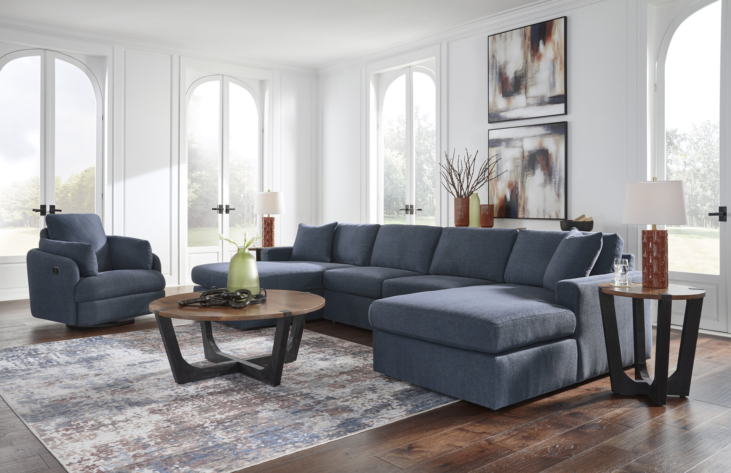 Modmax 4-Piece U-Shaped Polyester Double Chaise Sectional