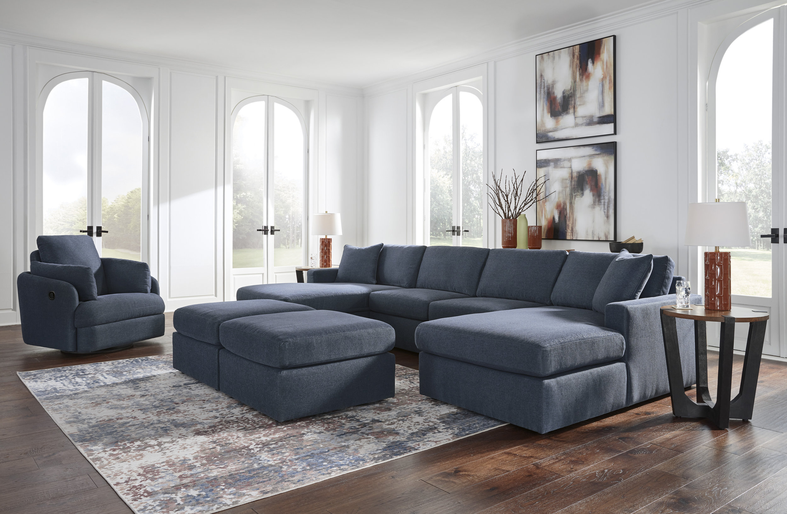 Modmax 4-Piece U-Shaped Polyester Double Chaise Sectional
