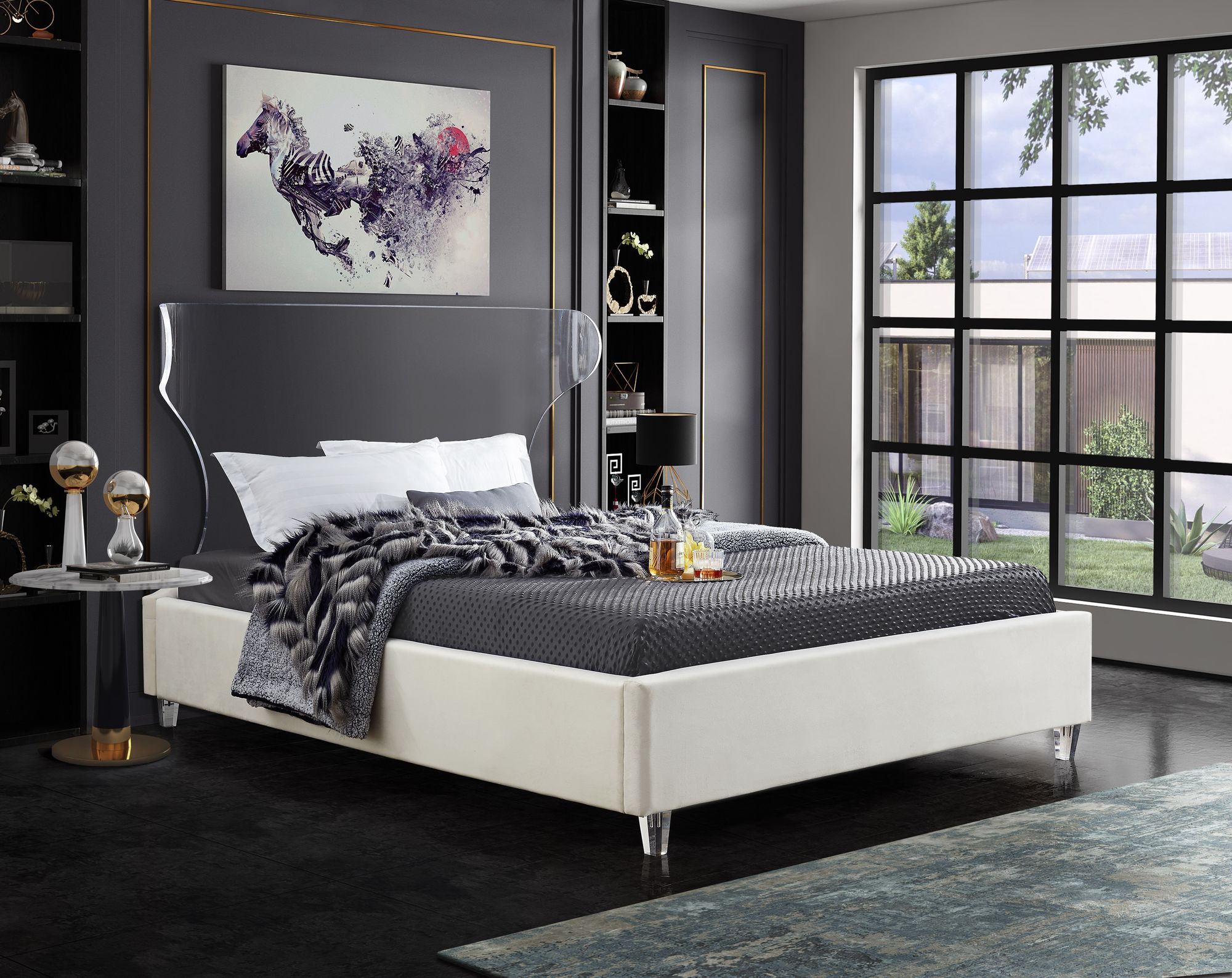 Ghost Velvet Full Size Bed