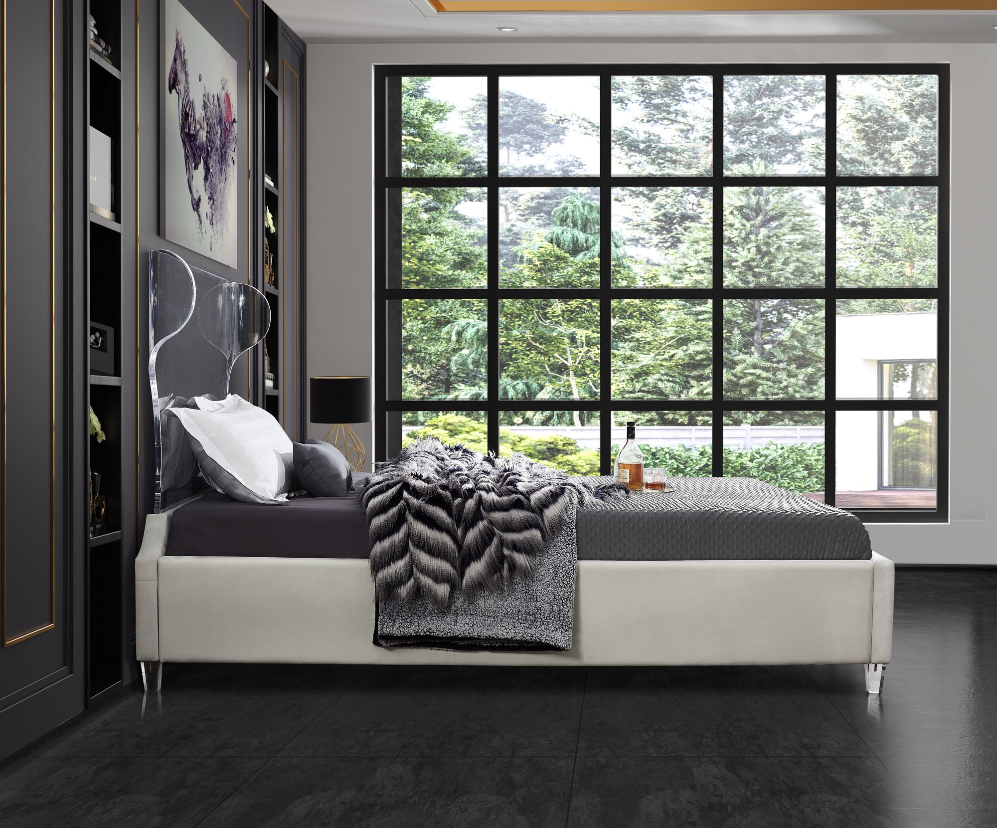 Ghost Velvet Full Size Bed
