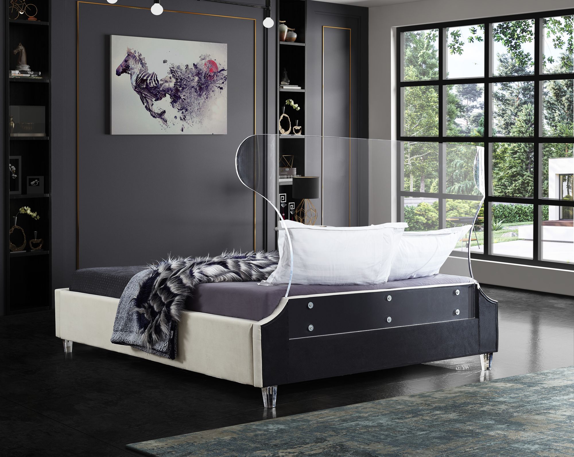 Ghost Velvet Full Size Bed