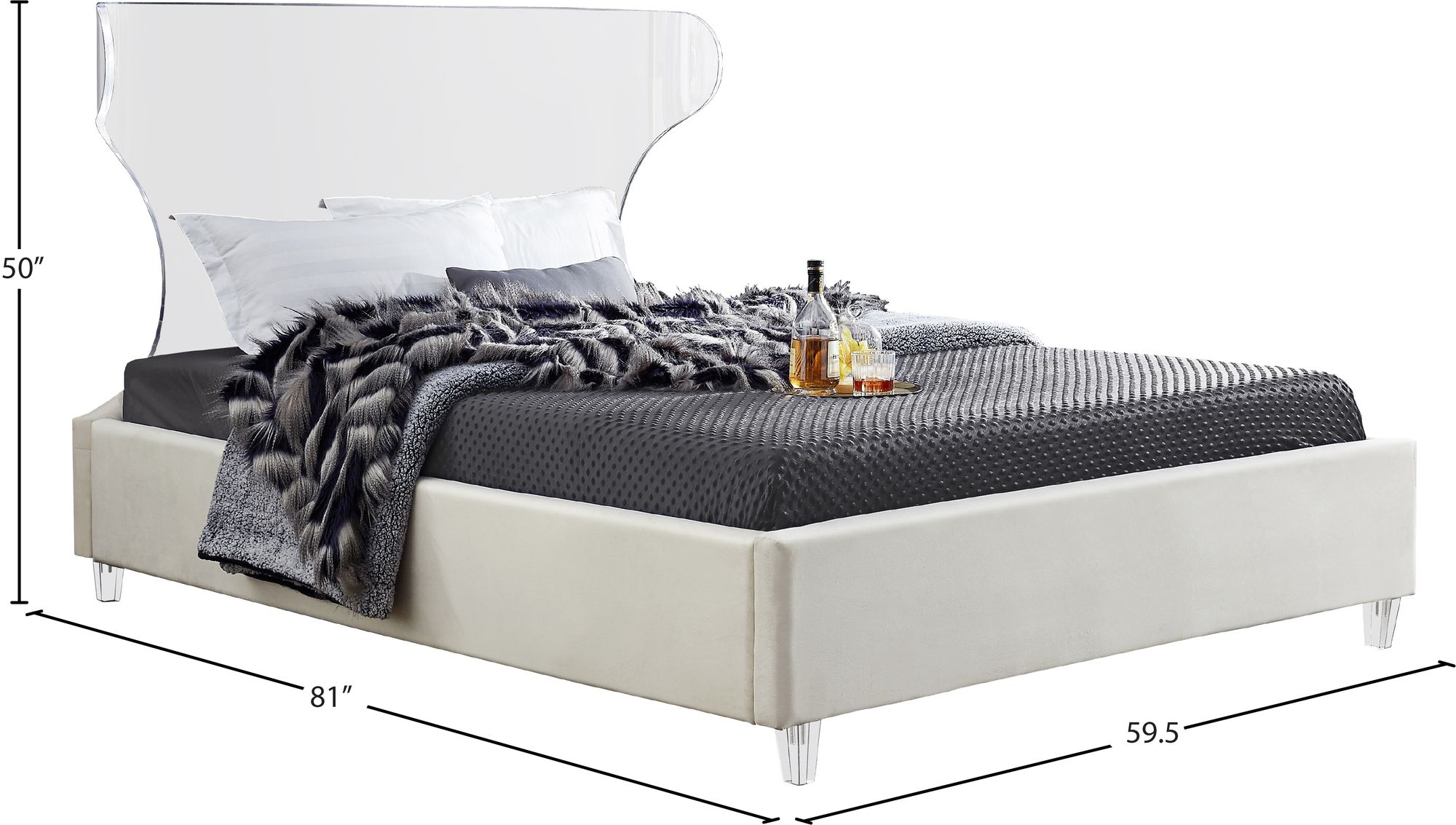 Ghost Velvet Full Size Bed